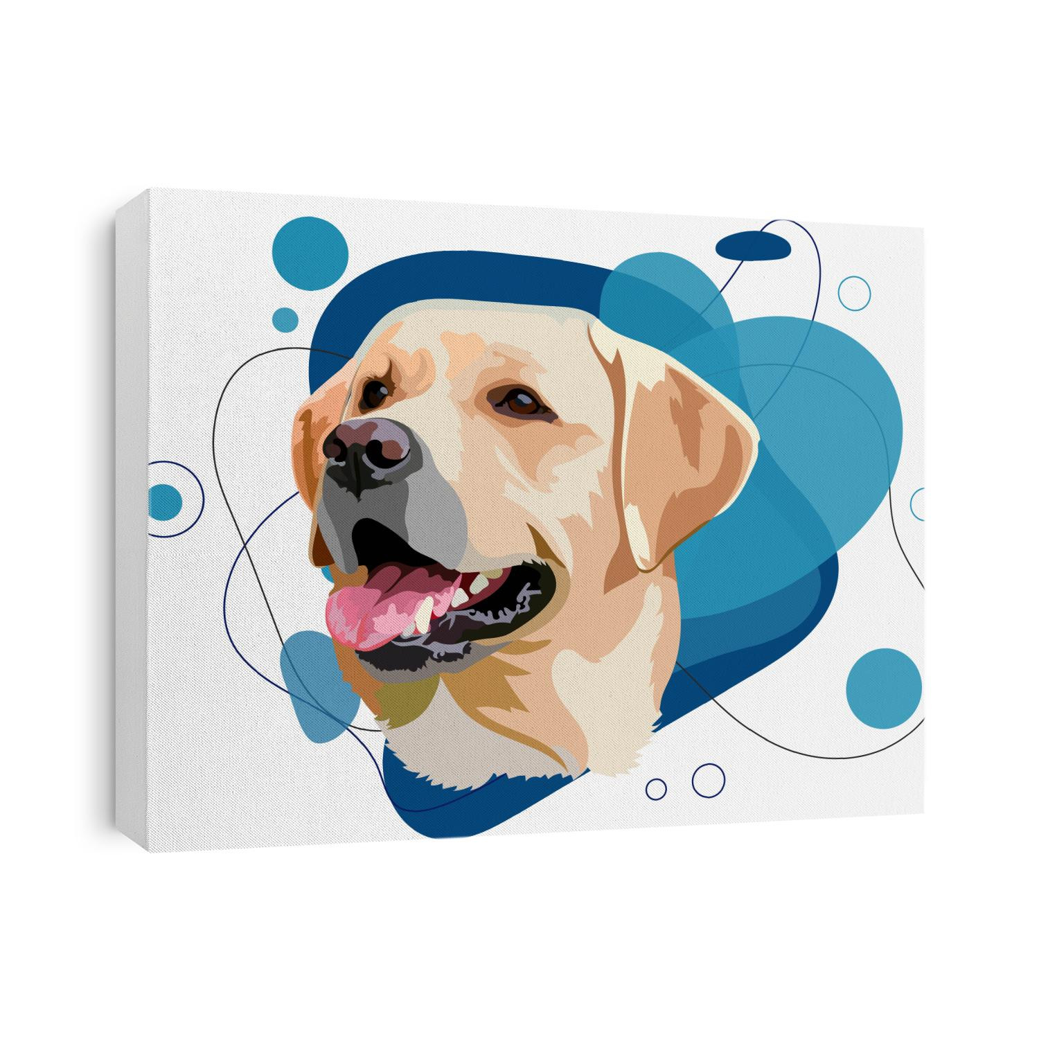 Dog breed Labrador Retriever. Portrait. Vector illustration on a blue gradient won. Trend of the Year