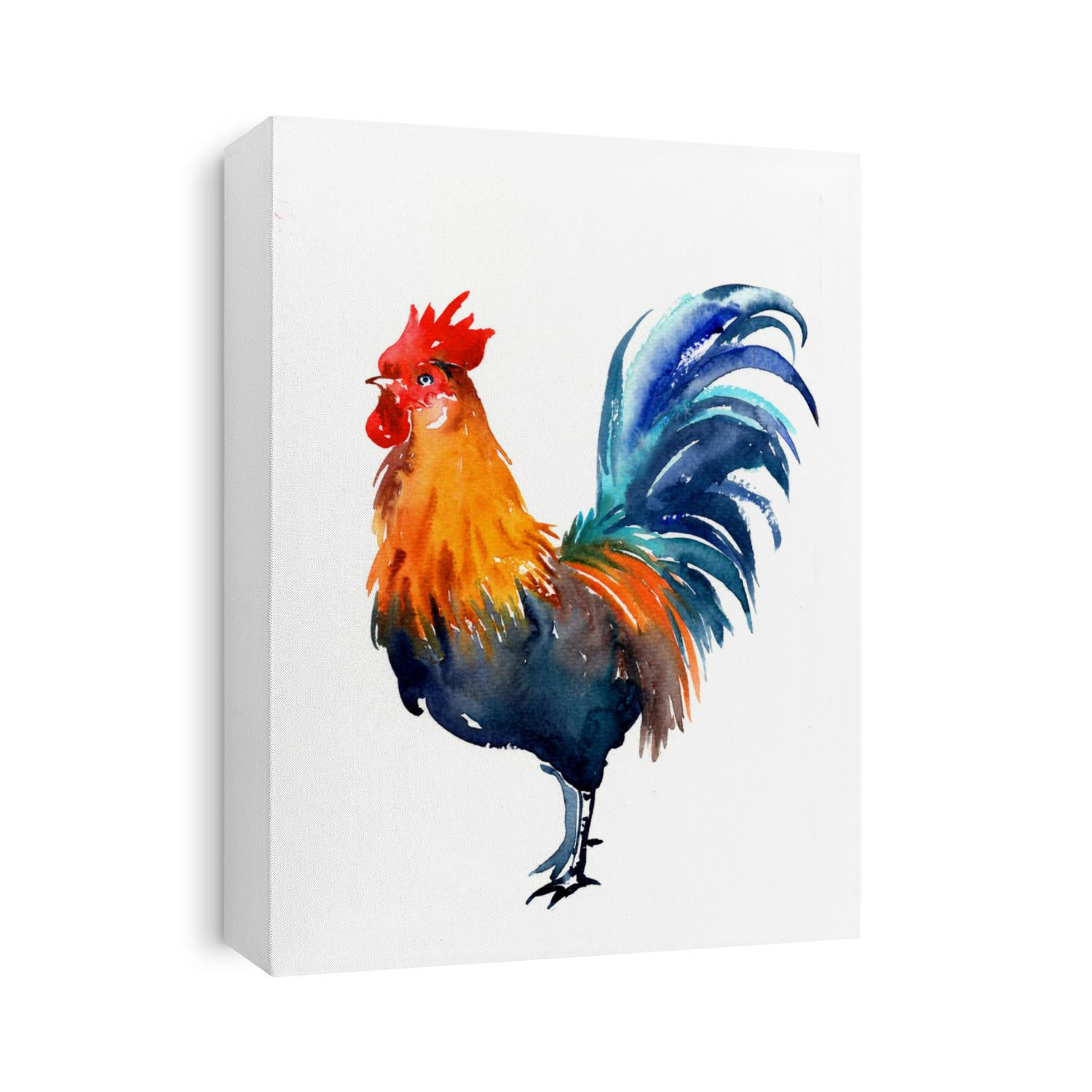 Illustration hand-drawn Watercolor Painting Rooster on a white background. Chinese New Year of the Fire Rooster. Perfect for fashion print, poster for textiles, design, greeting cards etc.