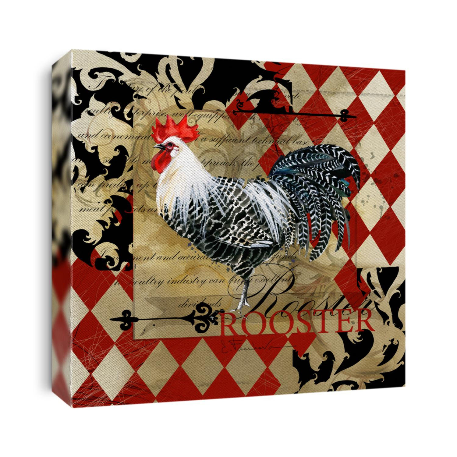 Rooster vintage poster. domestic farm birds hand drawn watercolor illustration