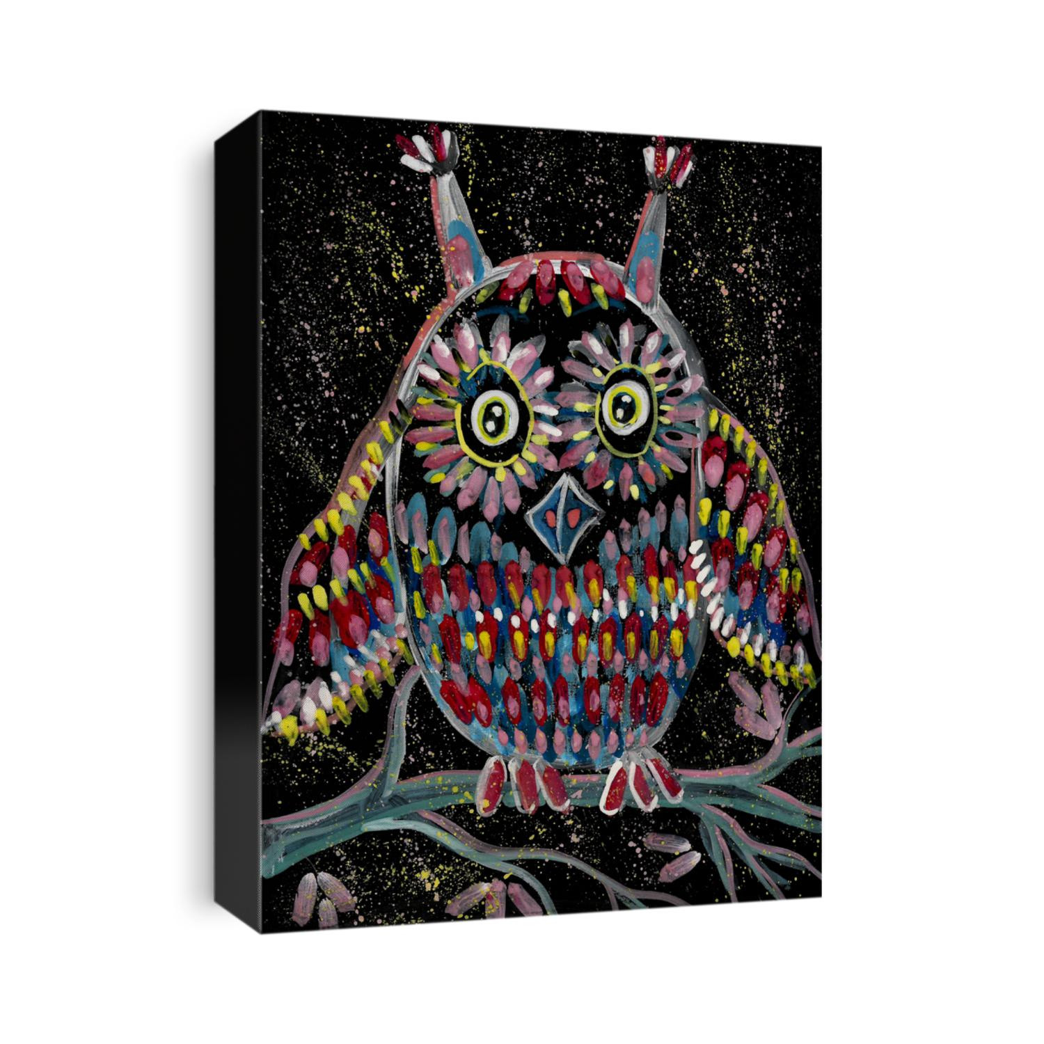 Watercolor funny kids illustration with owl.