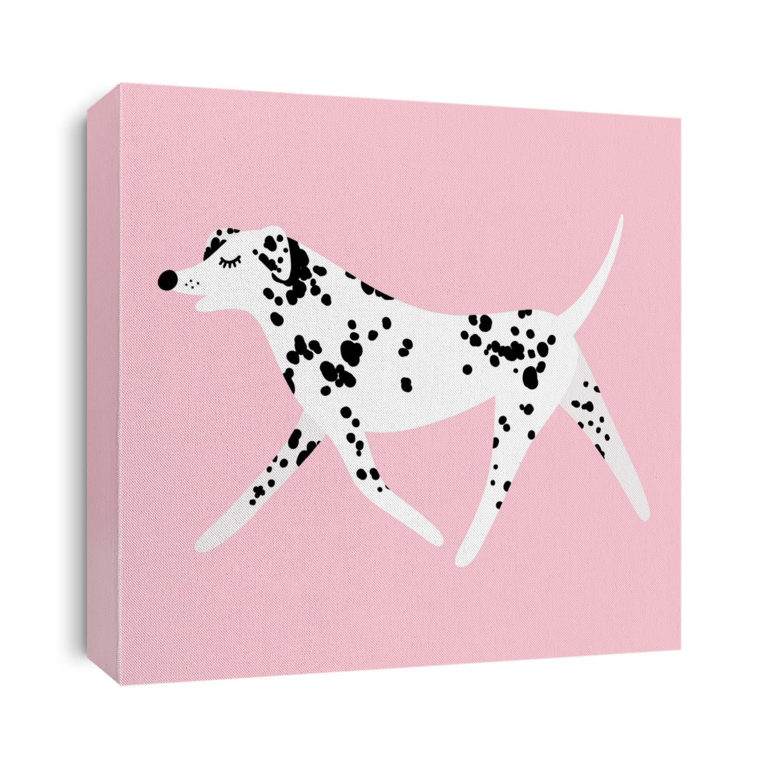 Illustration of cute dalmatian on pink background