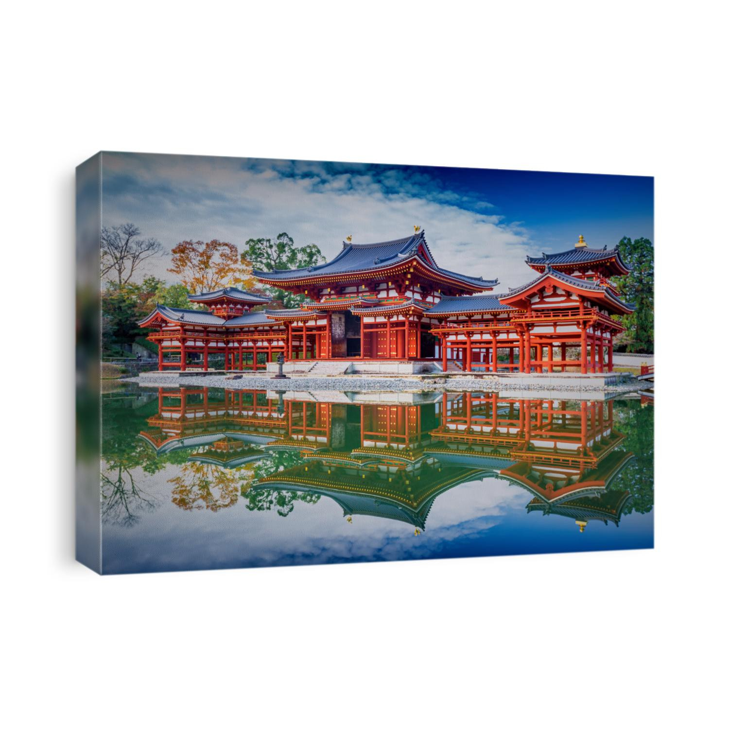 Uji, Kyoto, Japan - famous Byodo-in Buddhist temple, a UNESCO World Heritage Site. Phoenix Hall building.