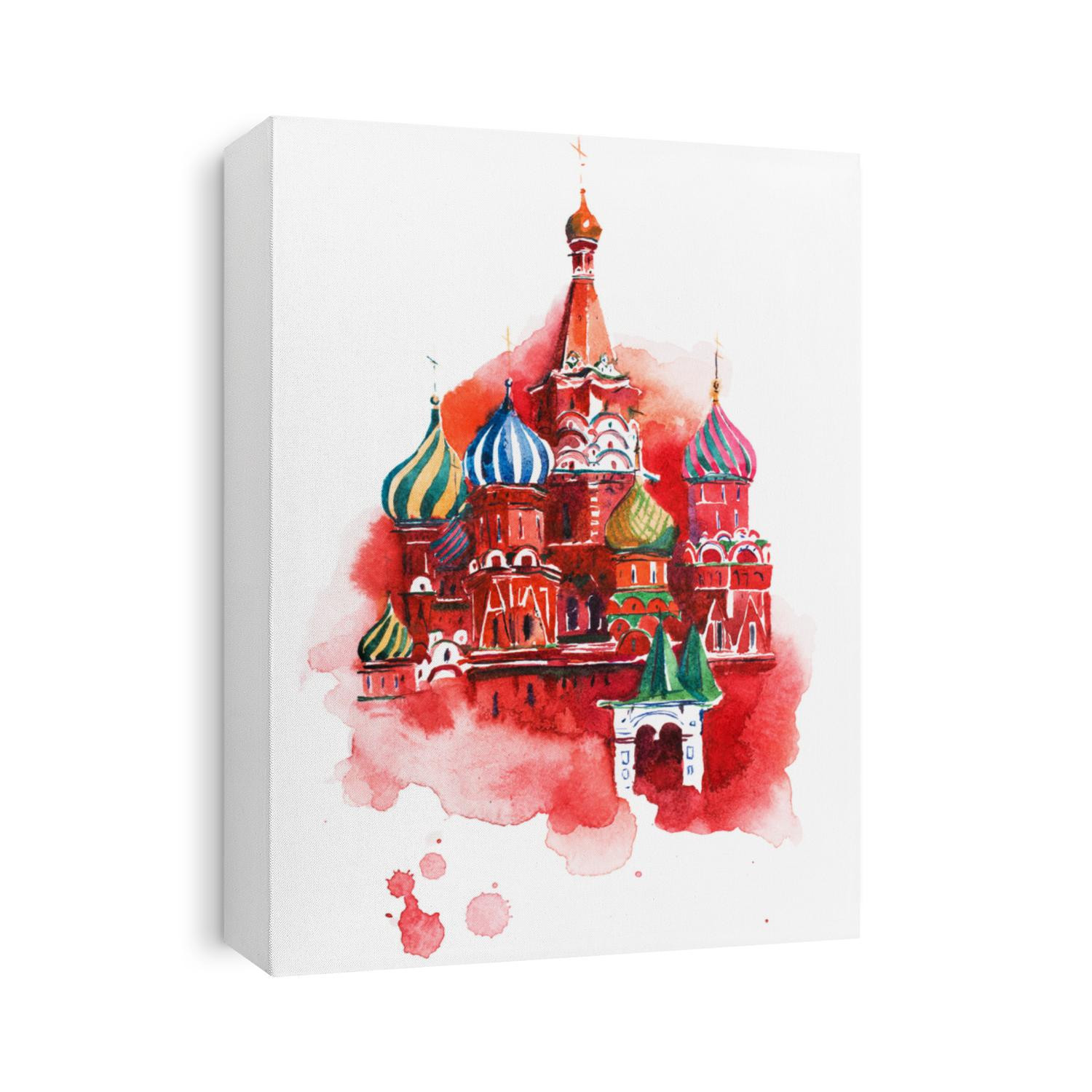 Moscow Russia Red square Saint Basil Cathedral Watercolor