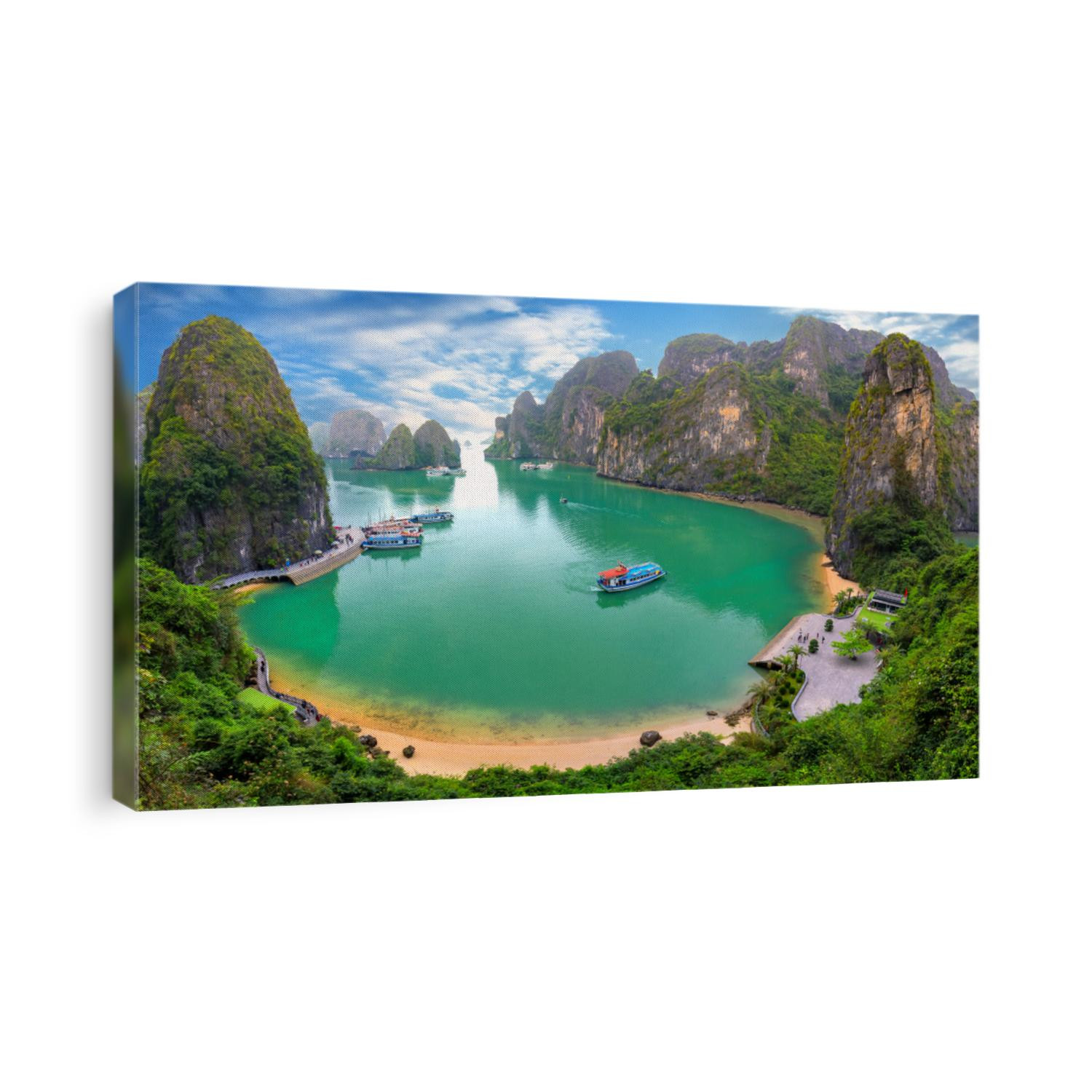 Beautiful landscape Halong Bay view from adove the Bo Hon Island. Halong Bay is the UNESCO World Heritage Site, it is a beautiful natural wonder in northern Vietnam