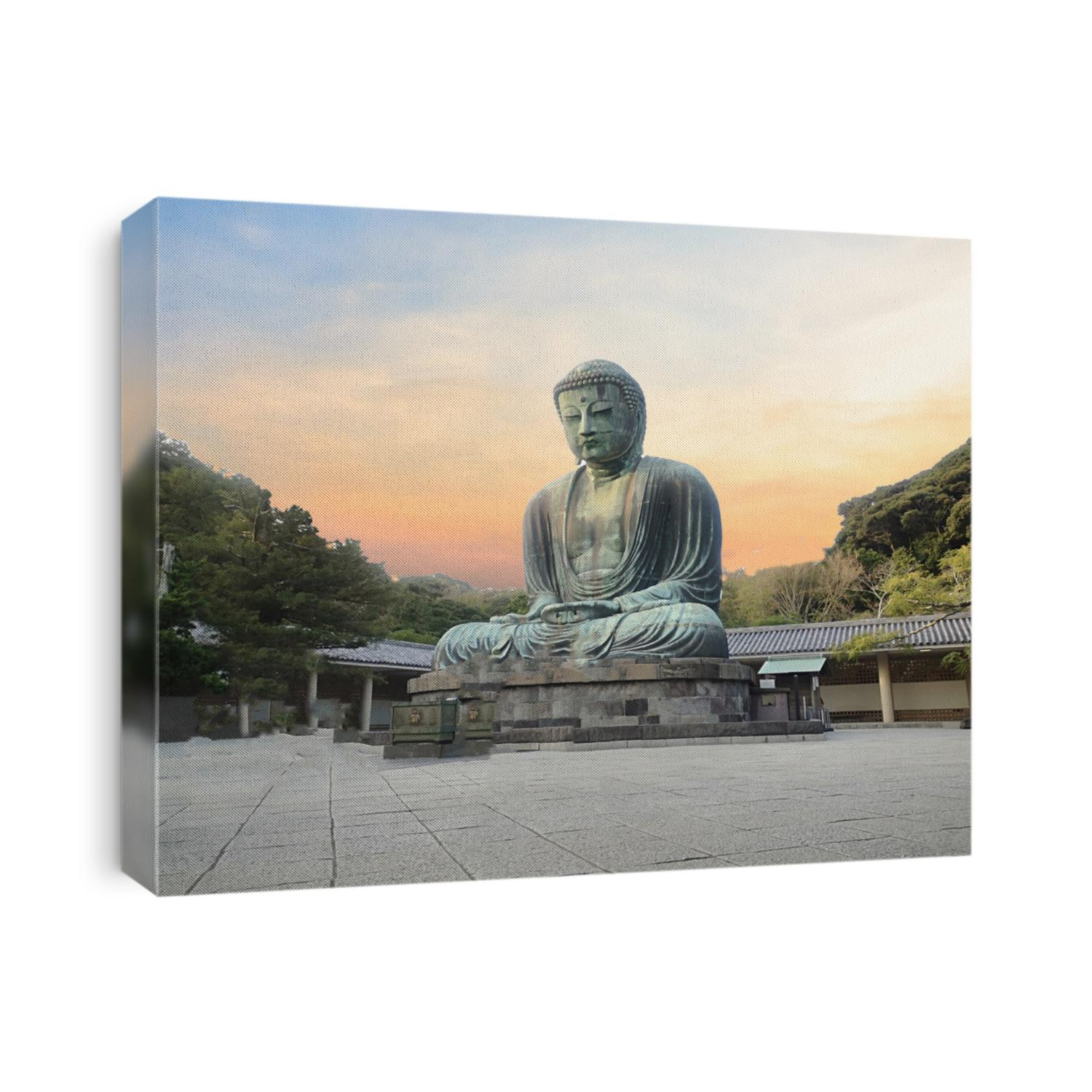 Great Buddha of Kamakura or Kamakura Daibutsu is a large bronze statue of Amida Buddha sits on white background