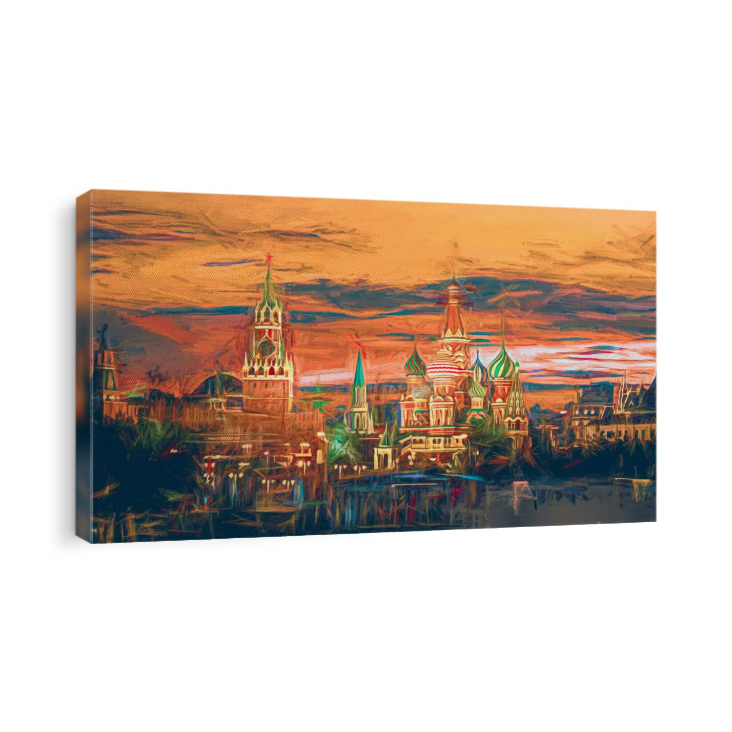 painting. Moscow Kremlin and St. Basil's Cathedral
