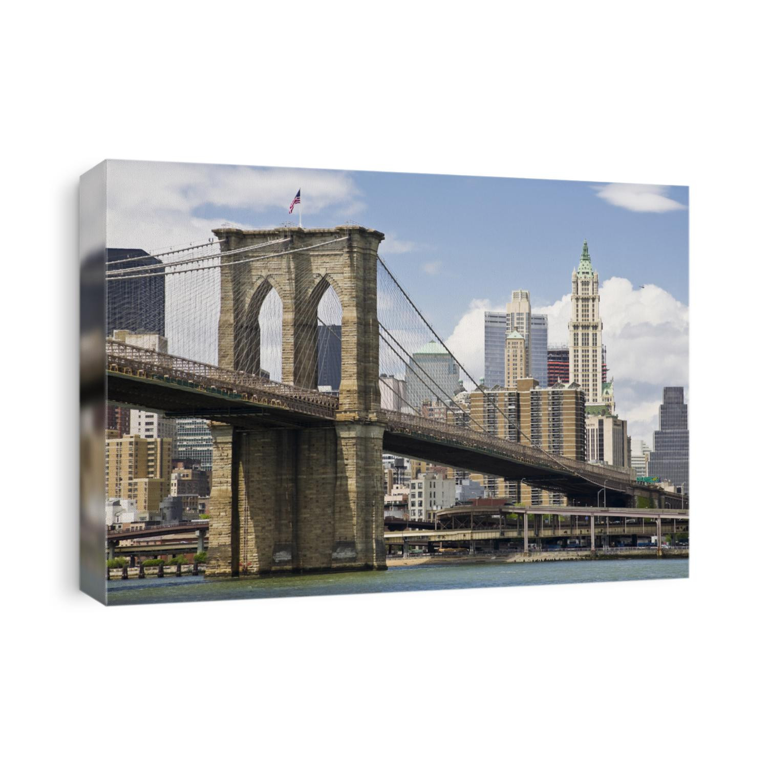 View of Brooklyn bridge and Manhattan from the East river