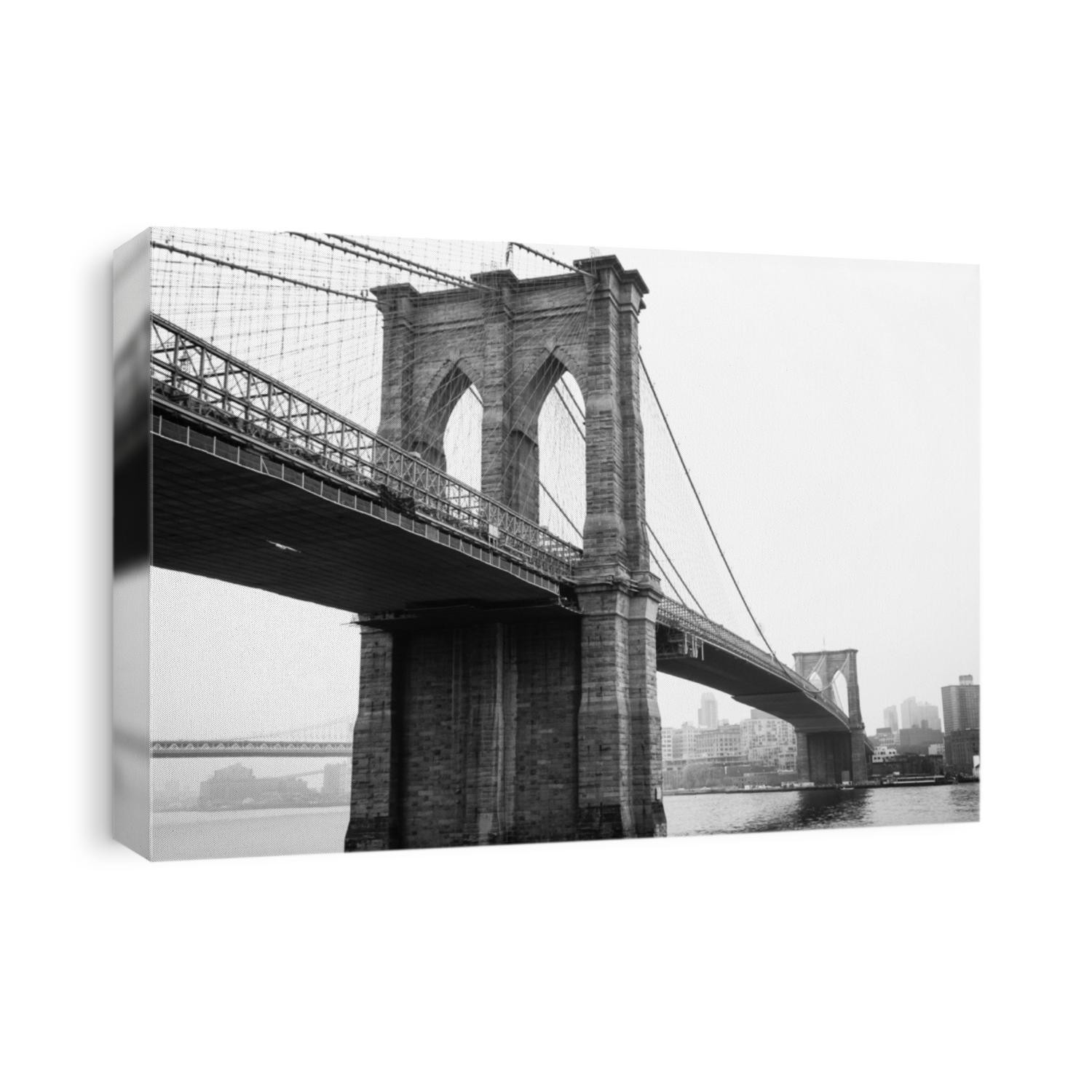 View Brooklyn Bridge with Foggy City in the Background