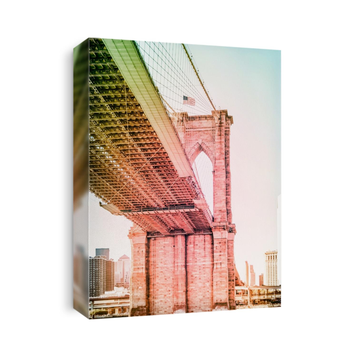 Manhattan Bridge in New York City United States America
Famous suspension bridge in NYC USA, it connects Manhattan and Brooklyn by spanning the East River for travel. Image with vintage filter effect 