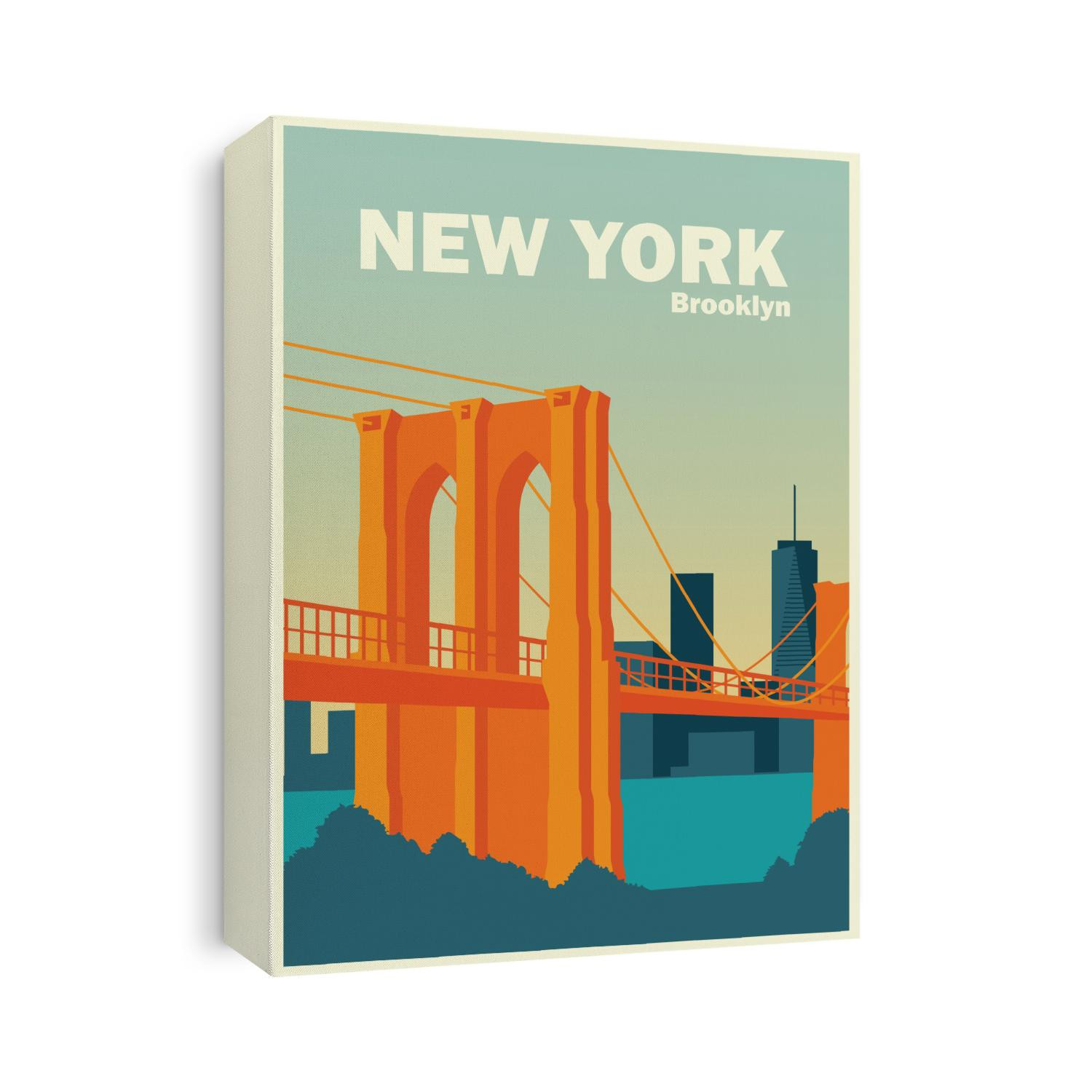 brooklyn new york bridge landmark city. vintage design poster vector