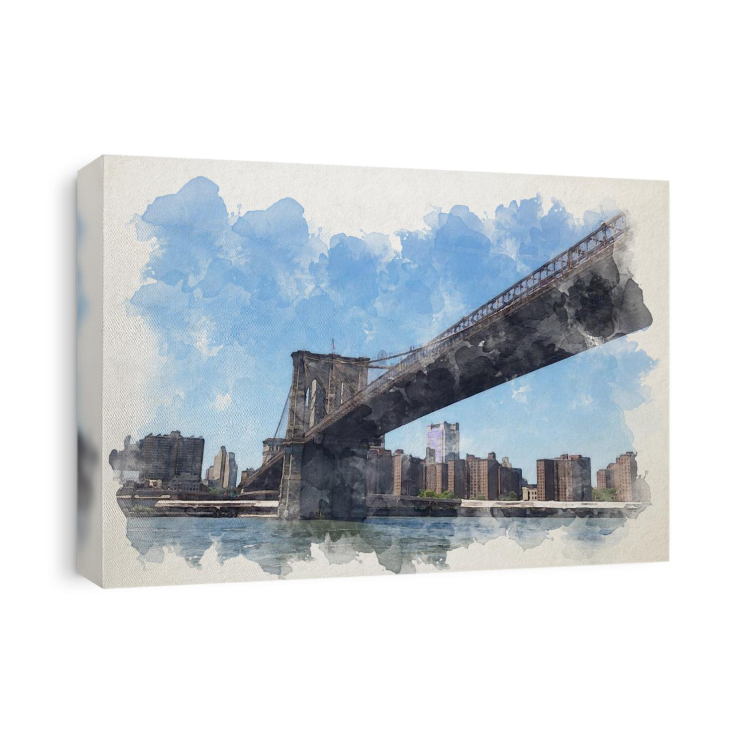 New York bridge in watercolor