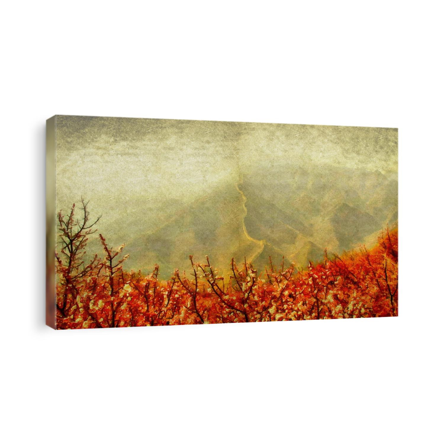 Great Wall of China watercolor painting scratched. Digital simulation of painting