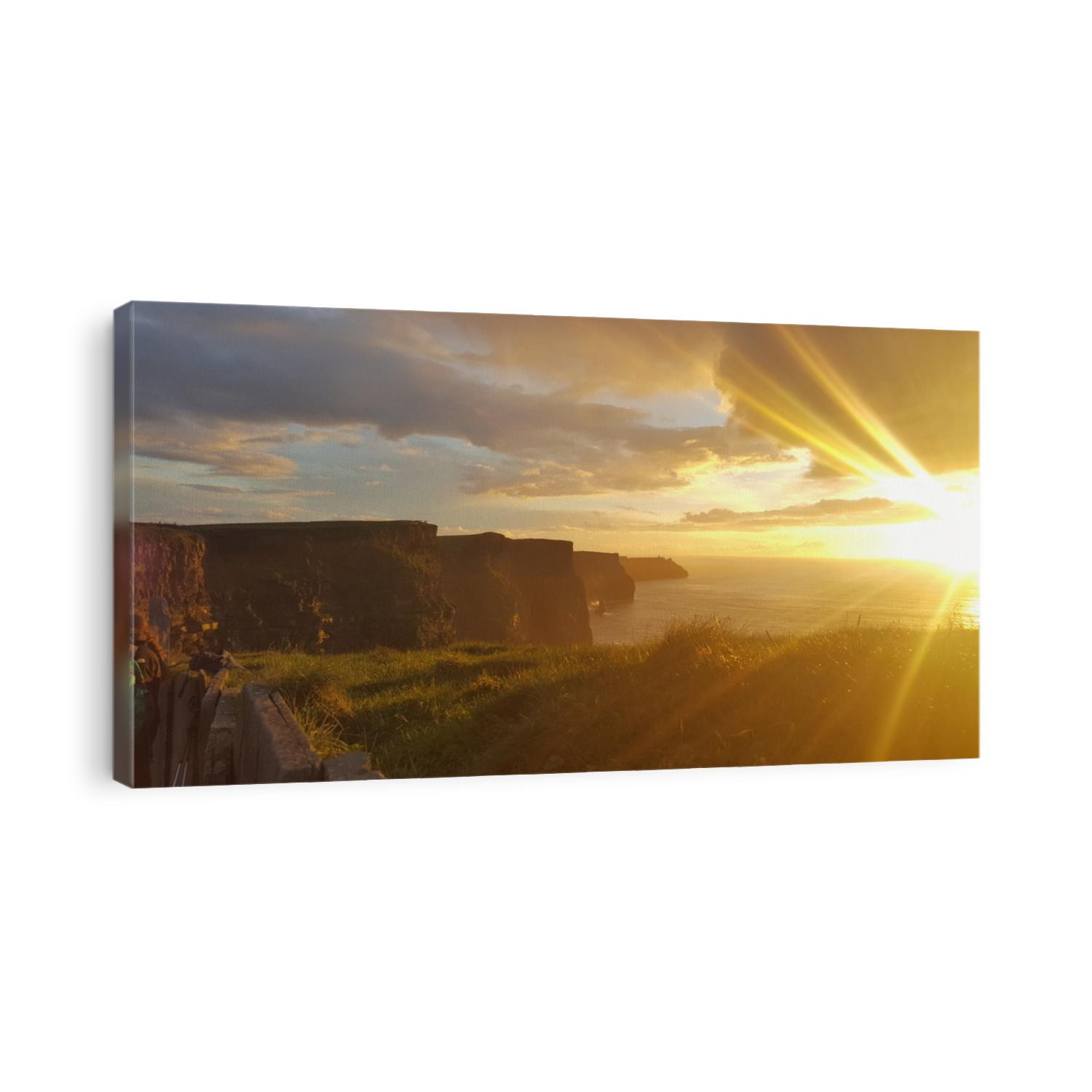 Famous cliffs of Moher at sunset in Co. Clare Ireland Europe. Beautiful landscape as natural attraction