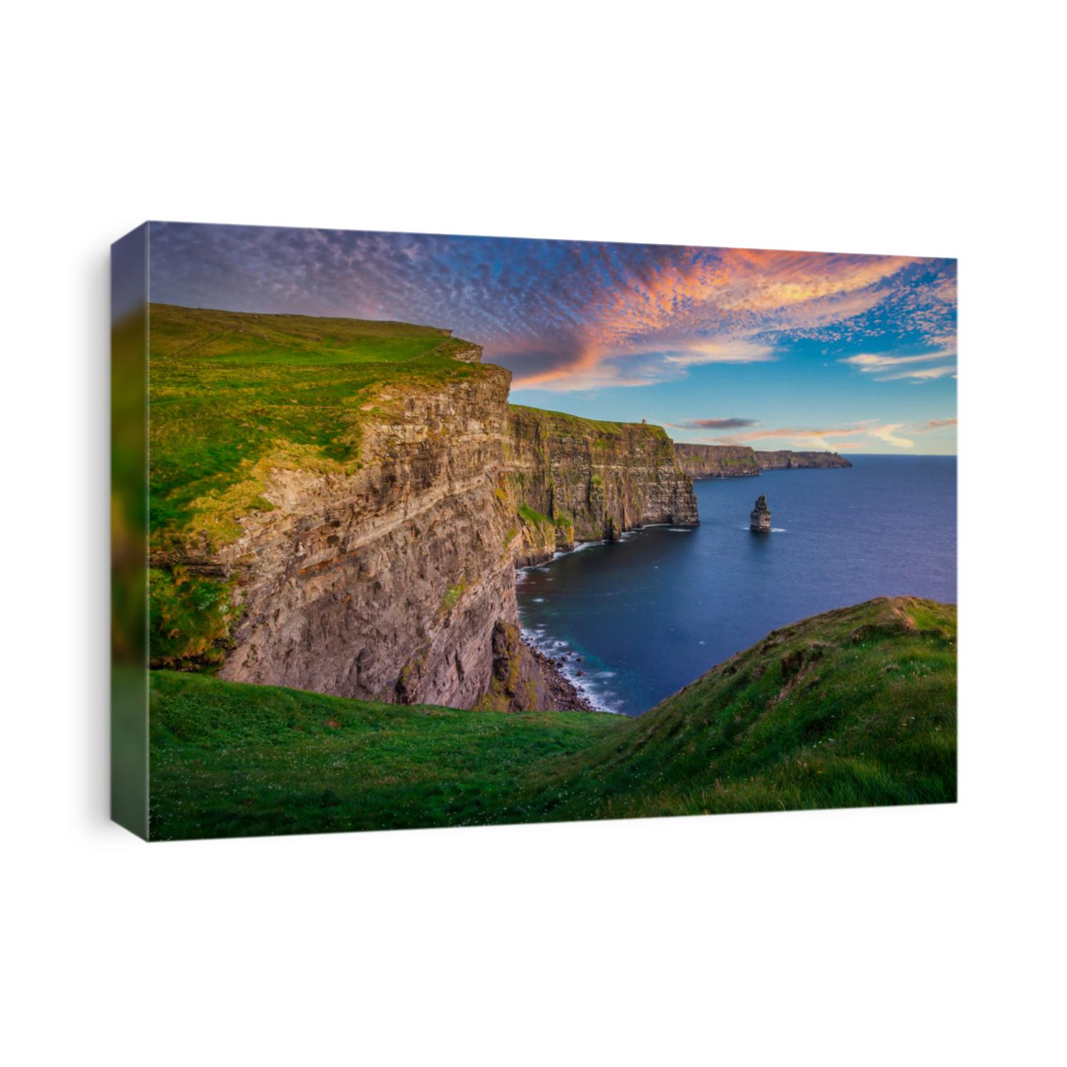 Amazing Cliffs of Moher at sunset in Ireland, County Clare.