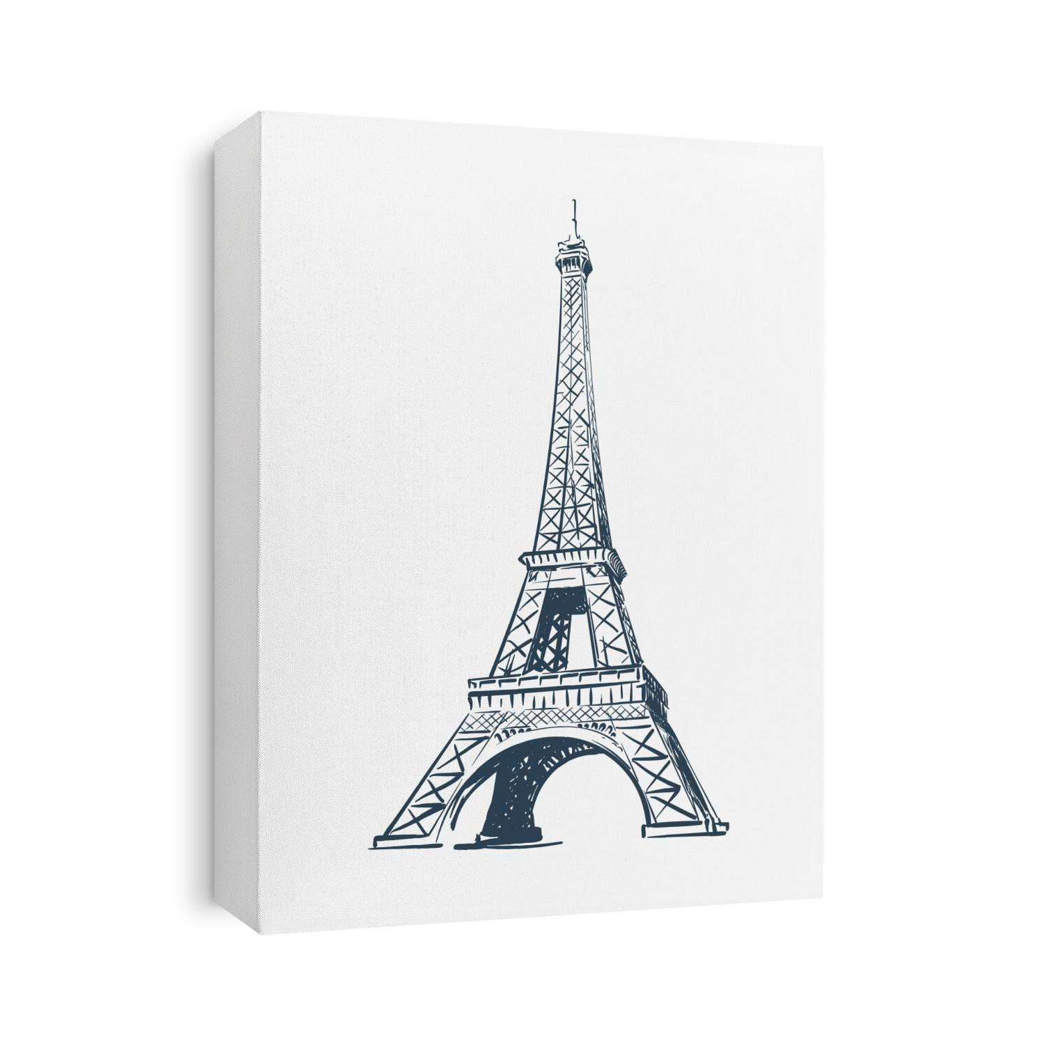 Eiffel Tower drawn in a simple sketch style. Isolated contour on white background. EPS8 vector illustration.