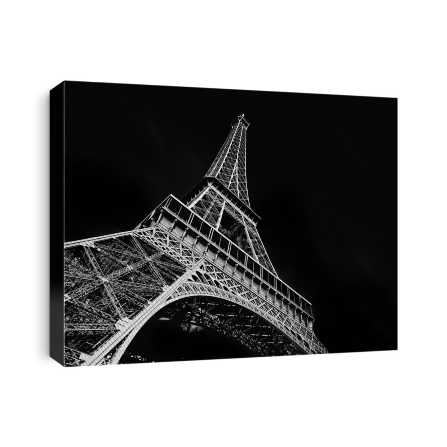 Black and white View of the Eiffel tower in Paris. Paris beautiful destinations in Europe