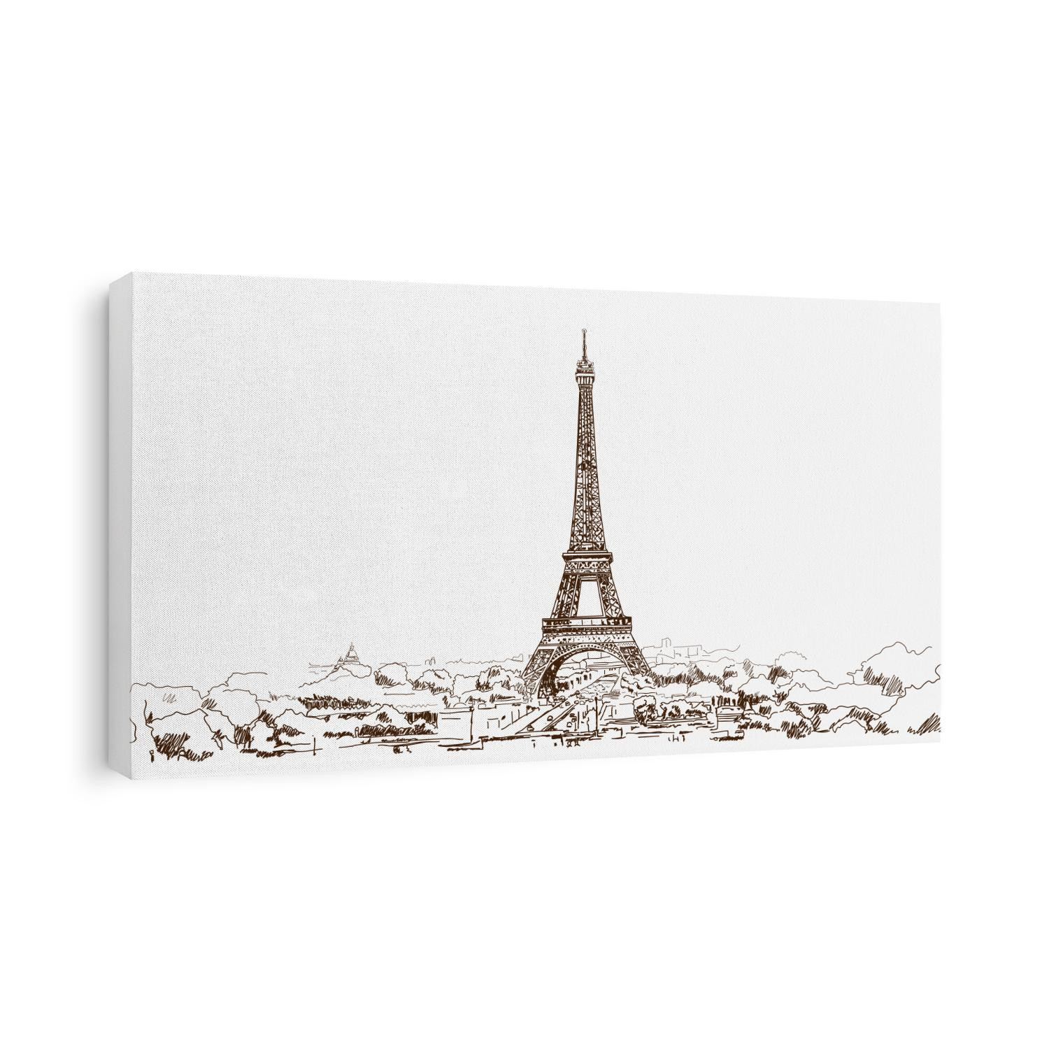 Hand drawn sketch of Eiffel Tower in vector illustration