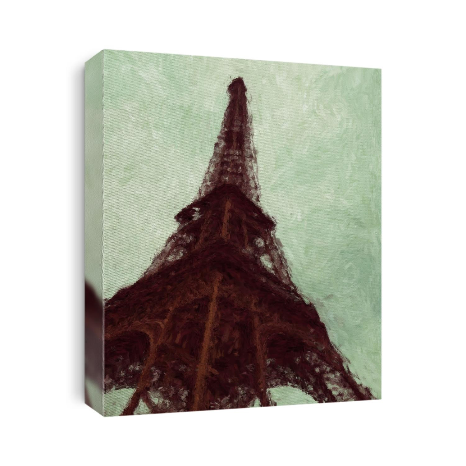 The Eiffel Tower in Paris. The view from below.  In the style of Impressionism. illustration