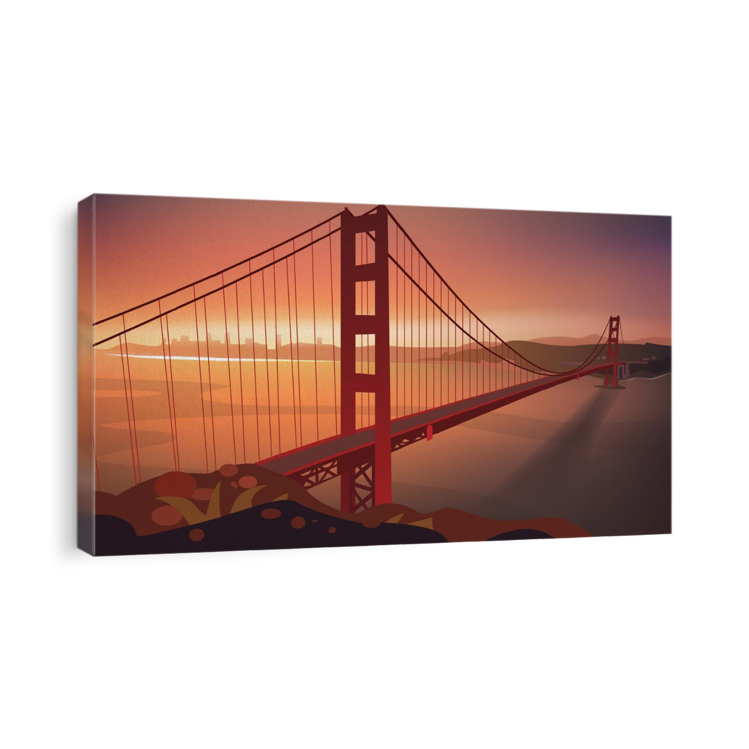 the Golden Gate bridge in sunset