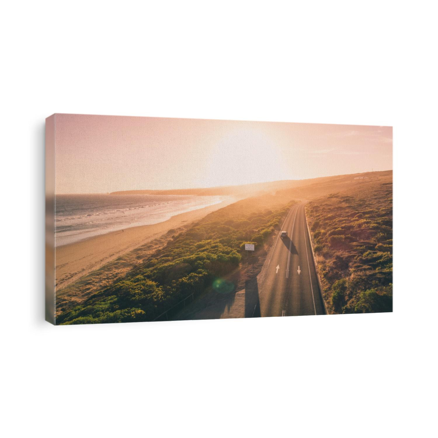 Aerial View of Great Ocean Road at Sunset, Victoria, Australia