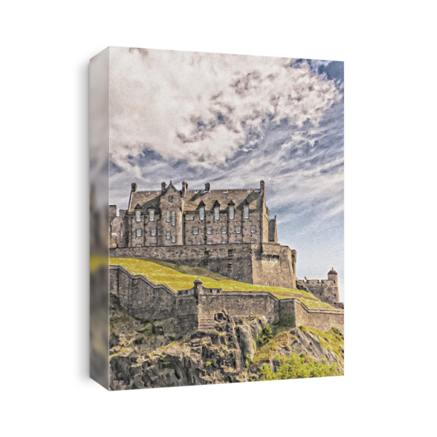 A digital painting of Edinburgh castle in the Scottish capital.