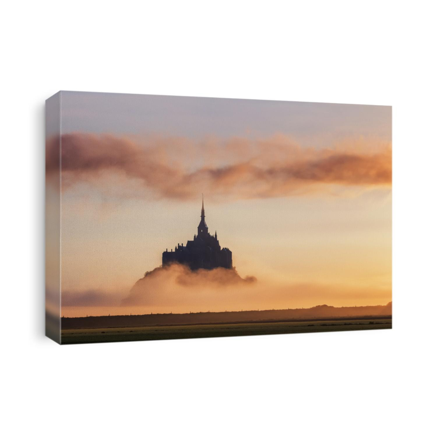 Mont Saint-Michel view in the sunrise light. Normandy, northern France