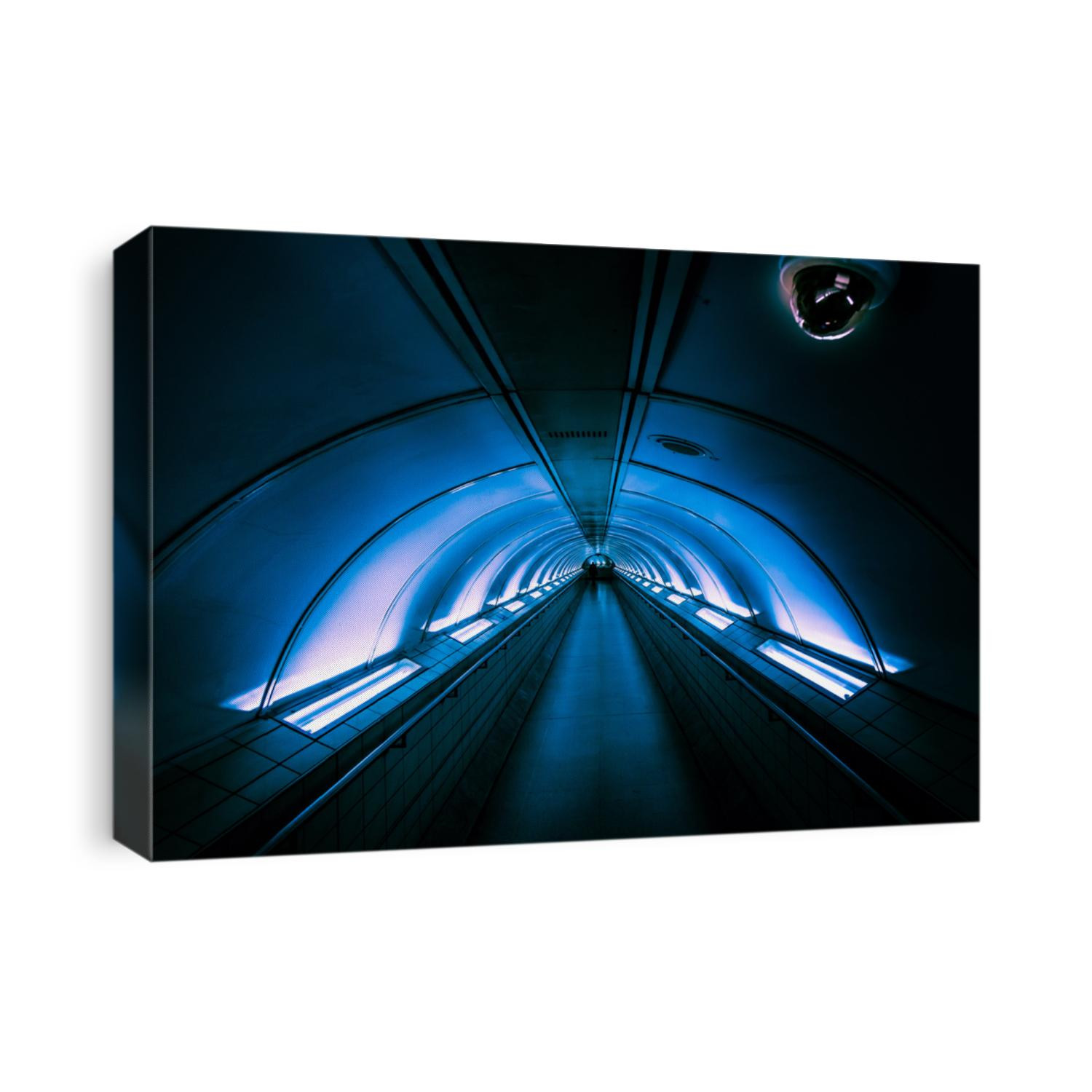 Beautiful tunnel of Bank subway Station in London with futuristic look and design