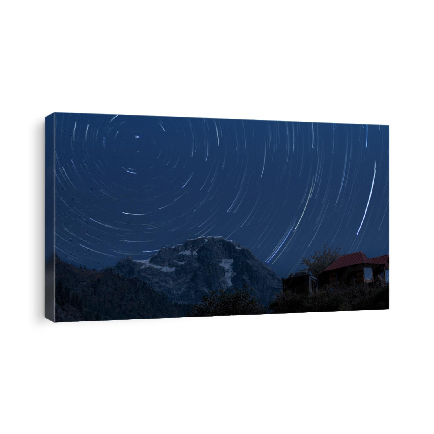 Beautiful star trail with mountains. Tosh Village.