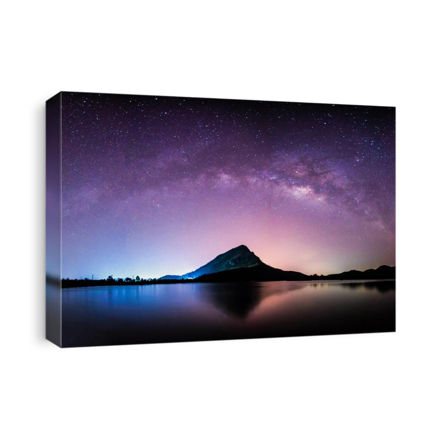 night landscape mountain and milkyway  galaxy background , thailand , long exposure ,low light  