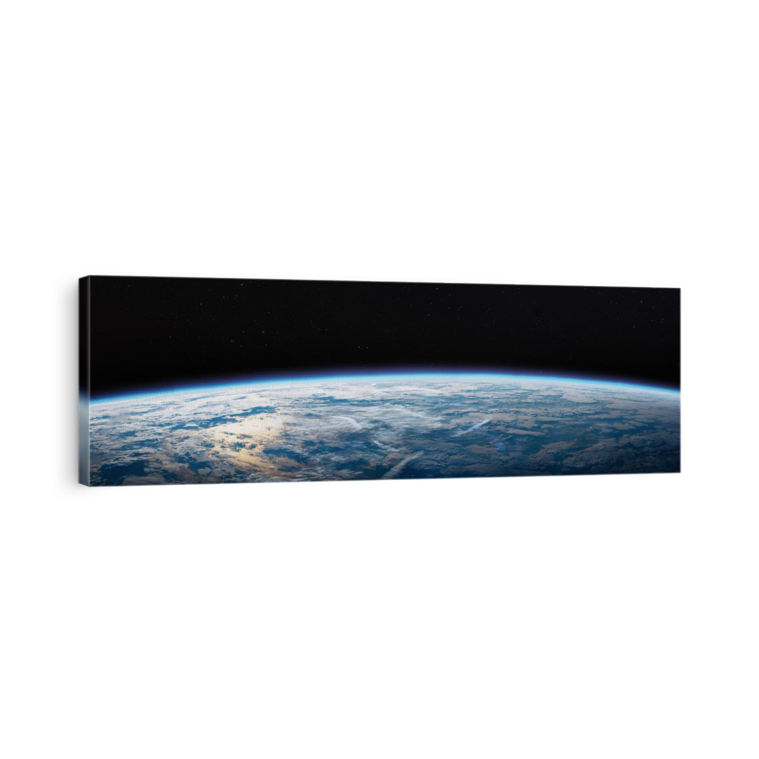 Planet Earth in dark outer space. Civilization. Wide horizontally image. Elements of this image furnished by NASA