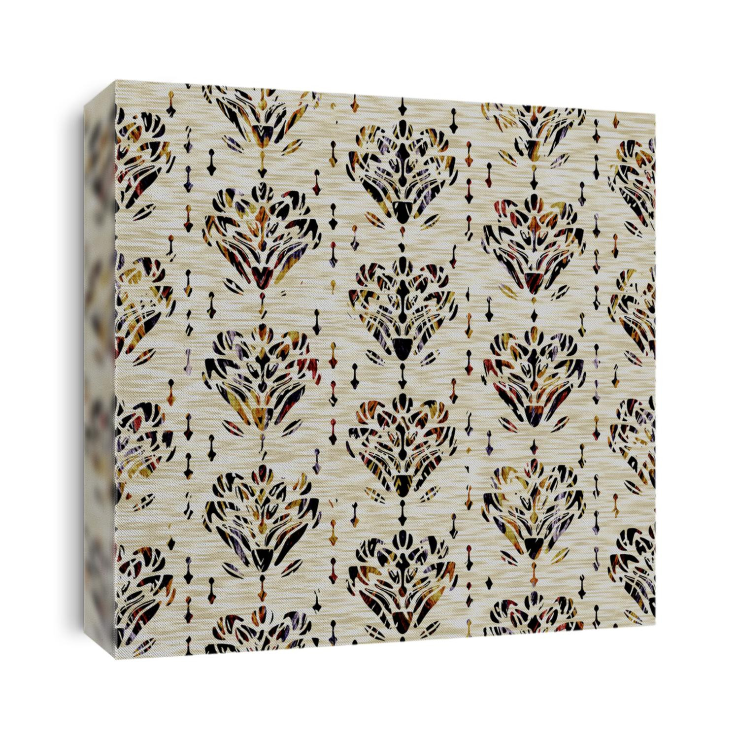 Seamless floral sepia grunge print texture background. Worn mottled flower bloom pattern textile fabric. Grunge rough blur linen all over print 