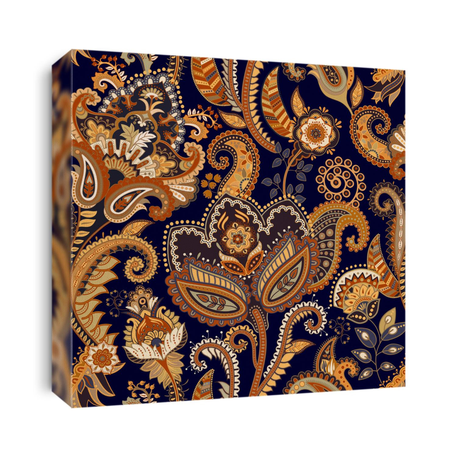 Seamless pattern. Indian floral backdrop. Paisley