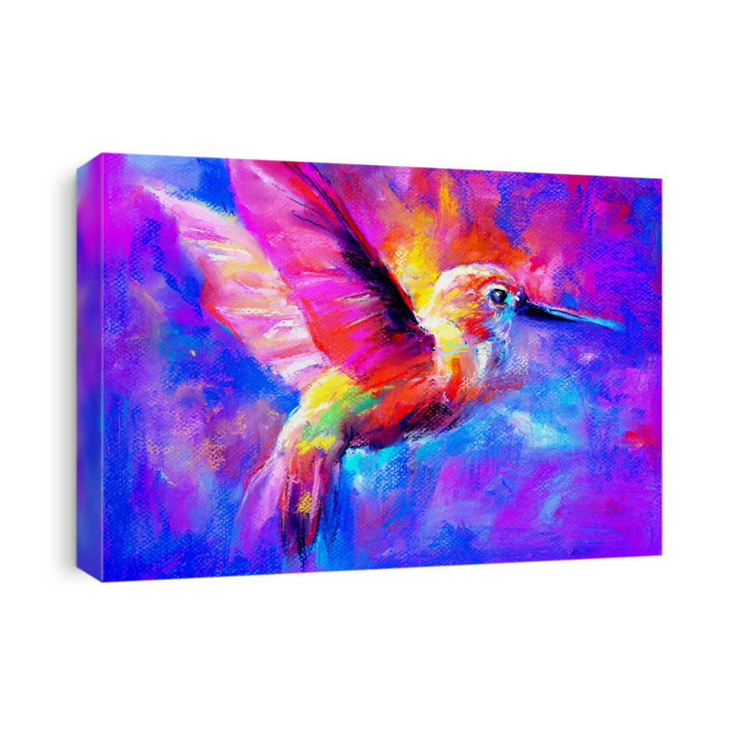 Original artwork. Pastel painting of a bird. Modern art.           