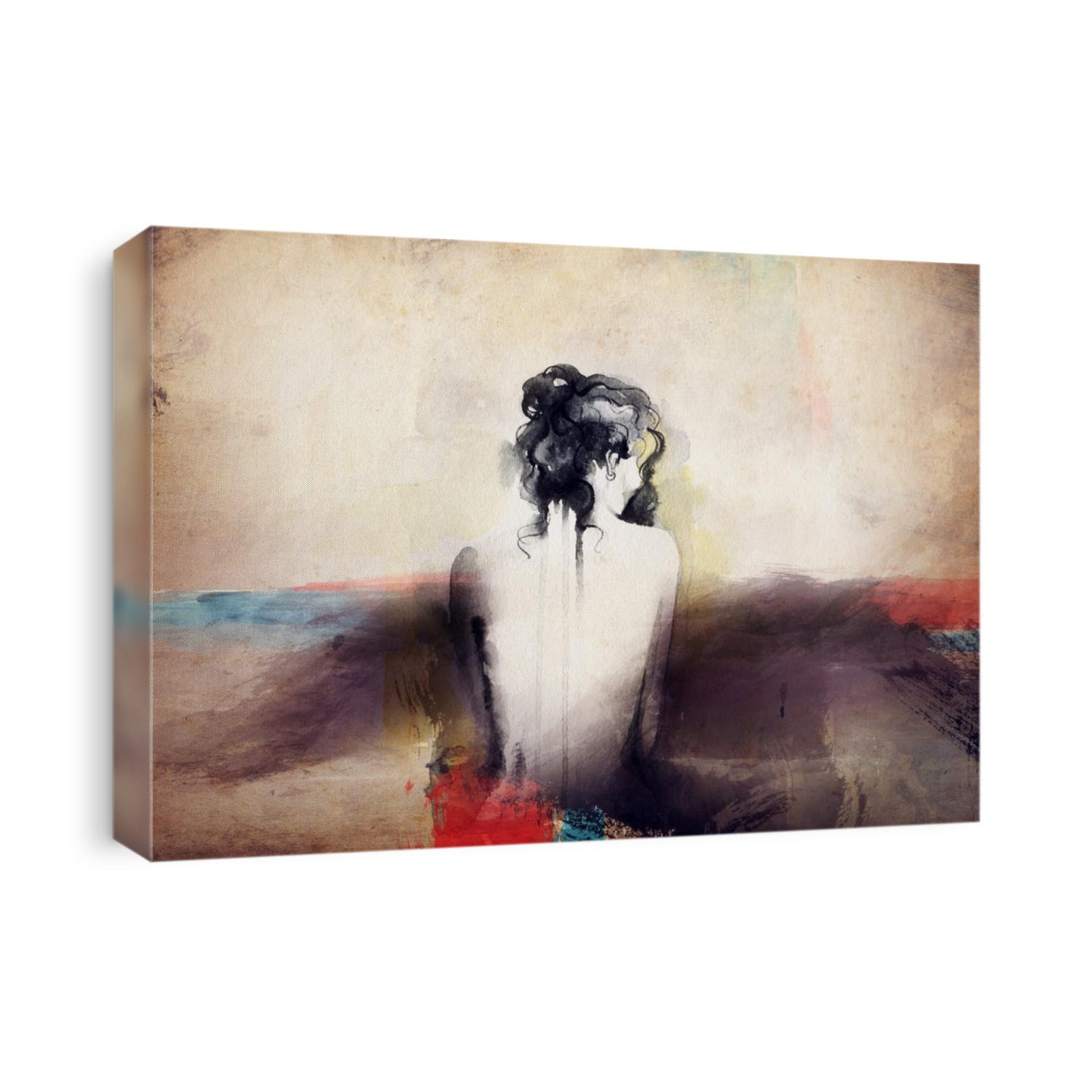 woman portrait  .abstract  watercolor .fashion background