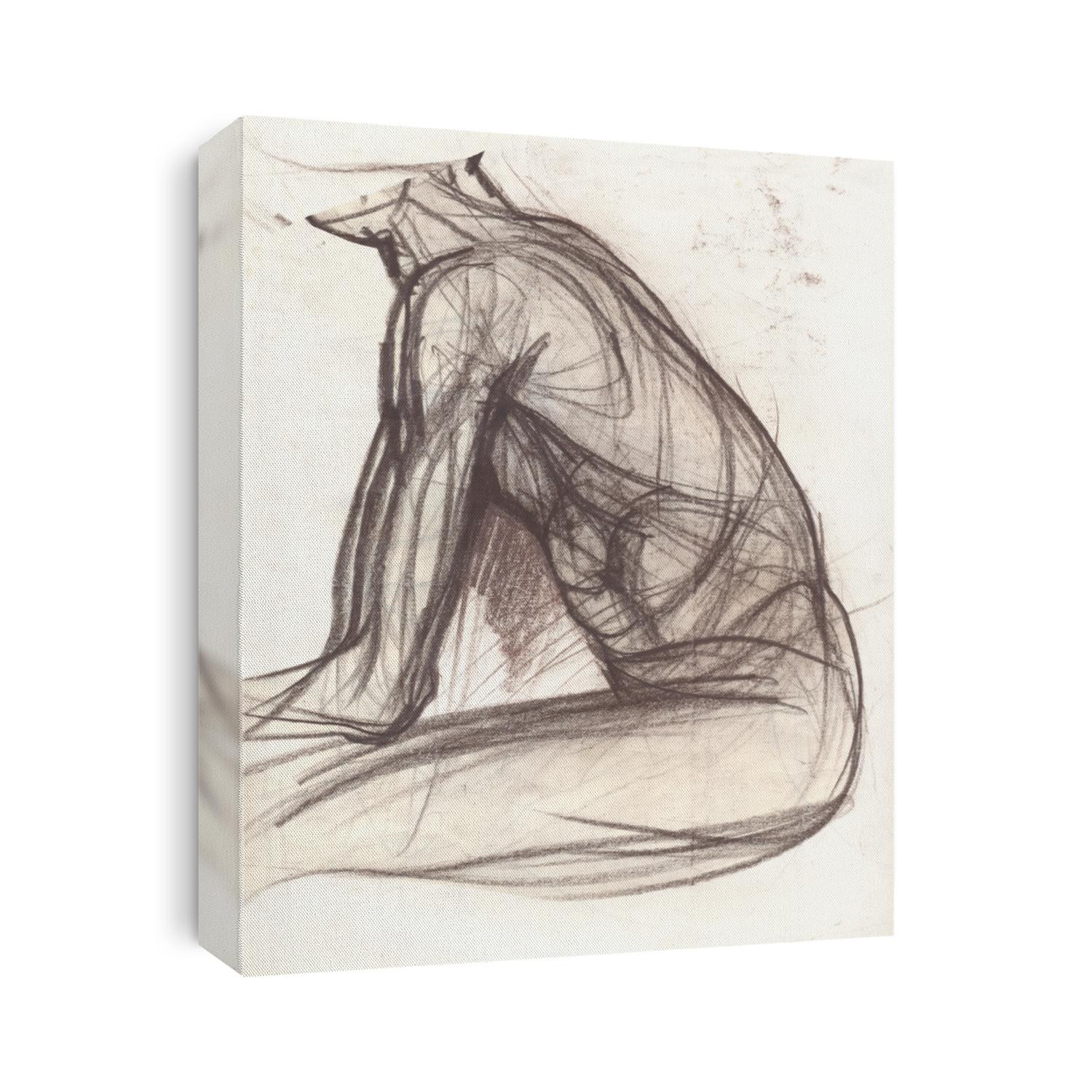 Hand drawn illustration of a human male trunk, original artistic sketch over an obsolete paper with spots