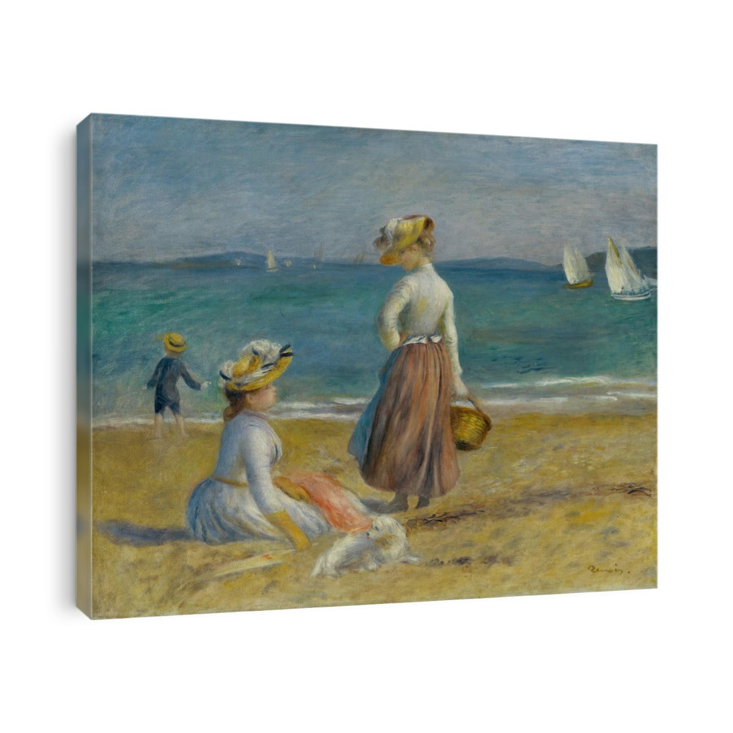 Figures on the Beach, by Auguste Renoir, 1890, French impressionist painting, oil on canvas. Beach scene painted on the Cote d\x90Azur in southern France
