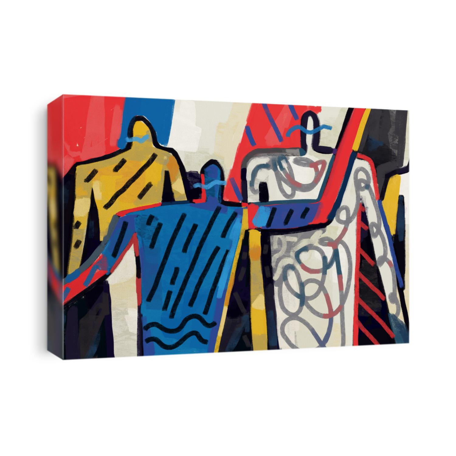 People with doodle and scribble modern expressionism art abstract shape of human. Silhouette dancing of people panting, acrylic and oil effect. Illustration for art, poster, canvas and art decoration.