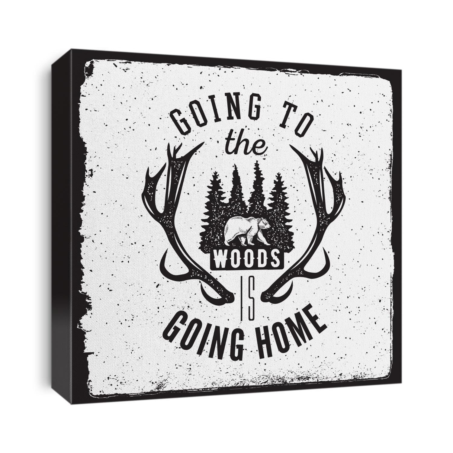 camping and nature exploration vintage poster. going to the woods is going home typography concept. artwork for wear with forest, bear, trees, deer horns