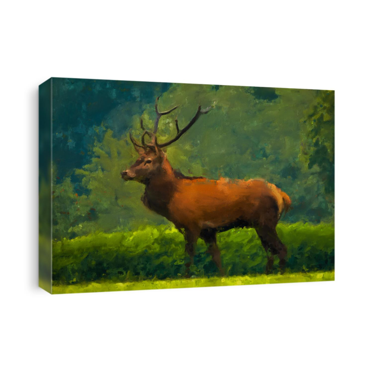 Painting of a deer in the forest