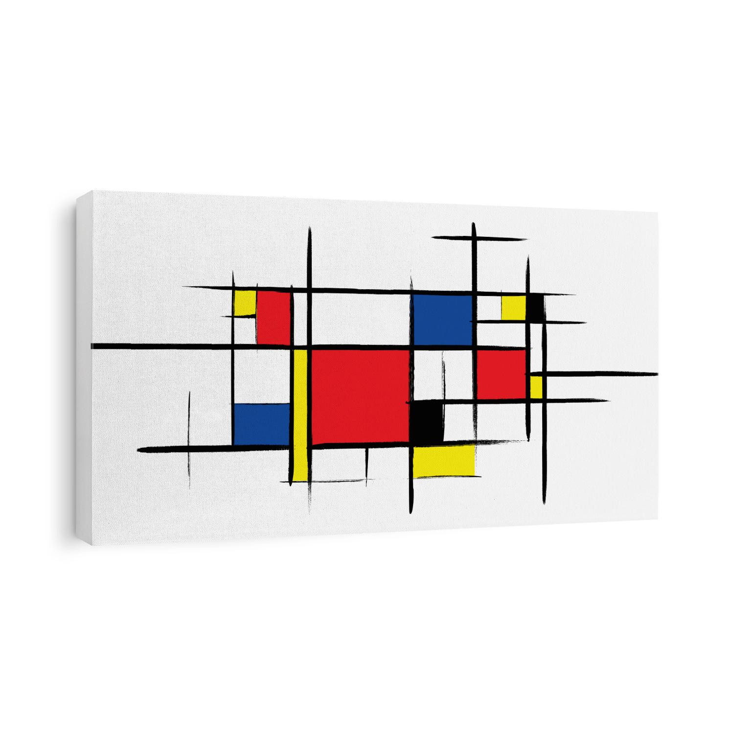Checkered Piet Mondrian style emulation. The Netherlands art history and Holland painter. Dutch mosaic or checker line pattern banner or card. Geometric seamless elements Retro pop art pattern