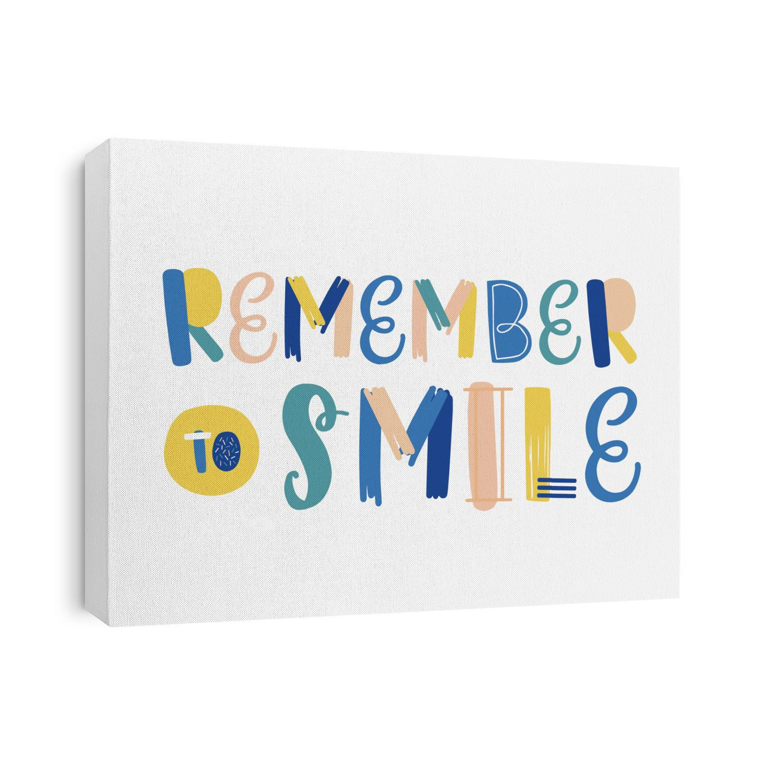 Remember to smile hand drawn vector lettering. Positive attitude, optimistic lifestyle slogan. Greeting card, postcard decorative typography. Motivational message, wise advice, inspirational reminder.
