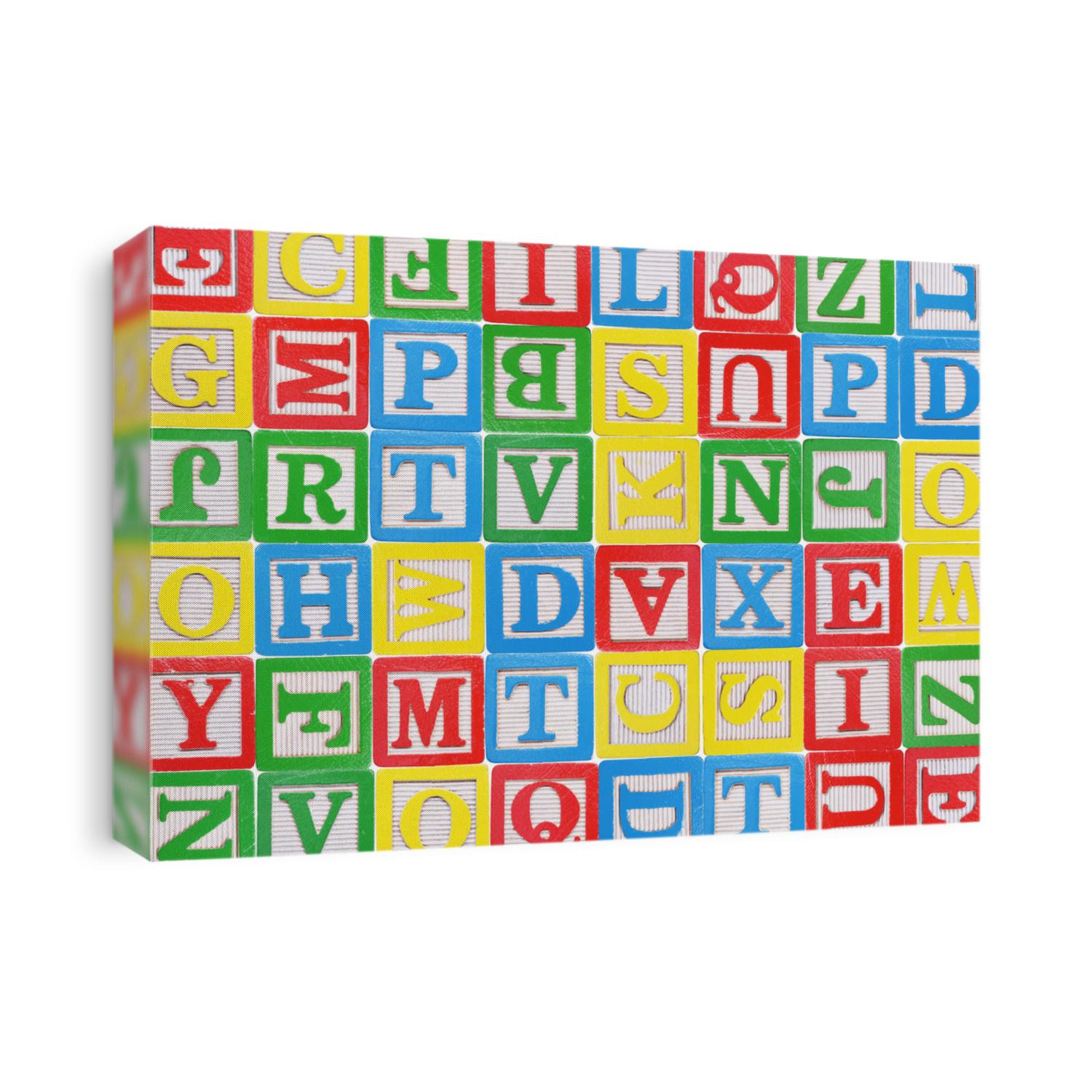 Wooden alphabet blocks background