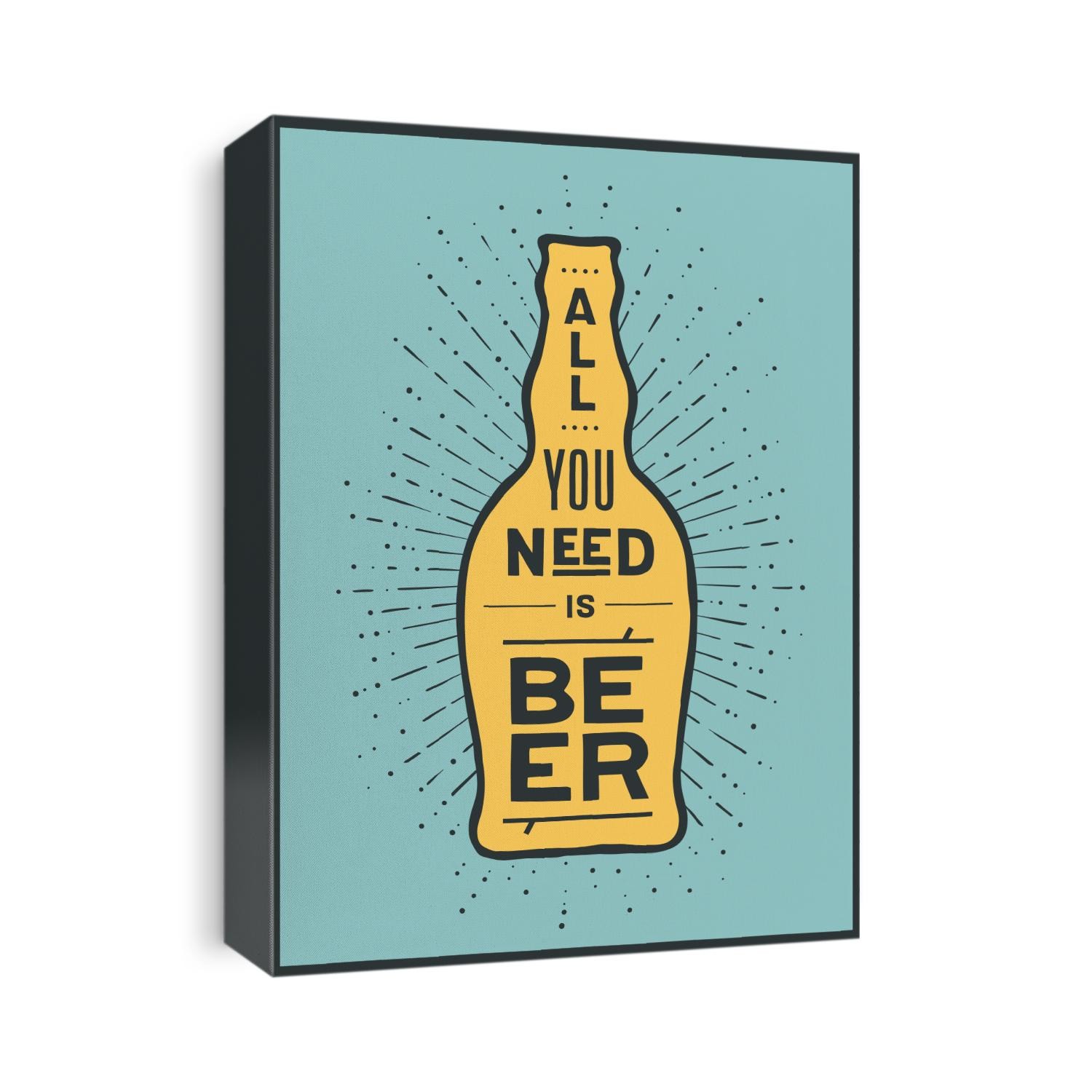 Beer. Poster or banner with beer bottle, text To Beer Or Not To Beer and vintage sun rays sunburst. Colorful graphic design for print, web. Poster for bar, pub, restaurant. Vector Illustration
