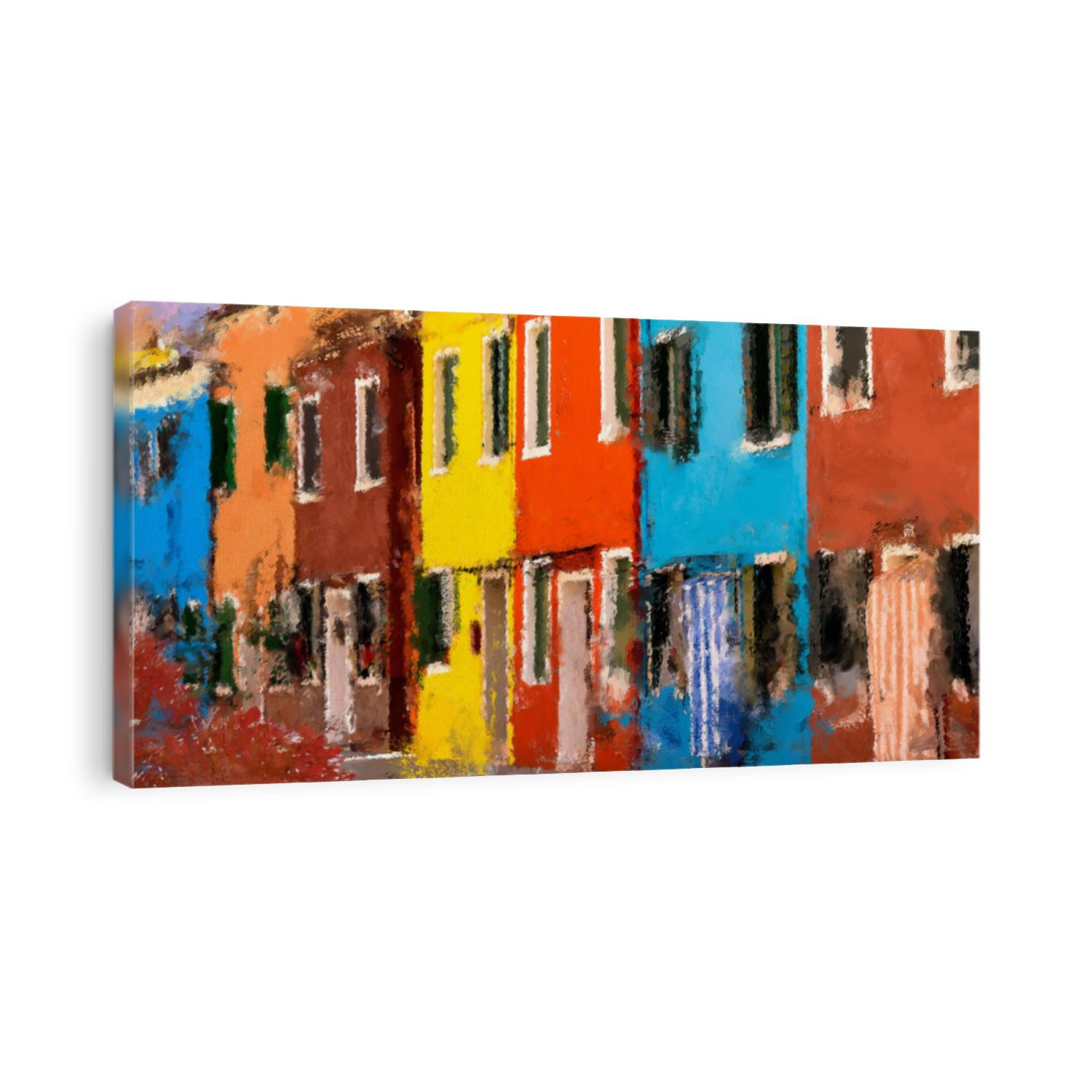 colour houses oil painting