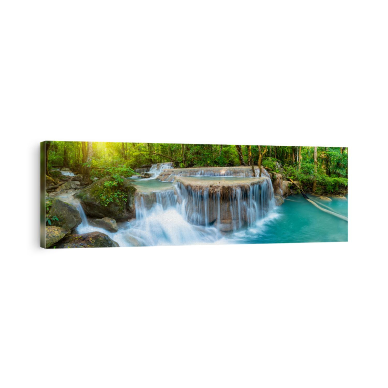 Panoramic beautiful deep forest waterfall in Thailand