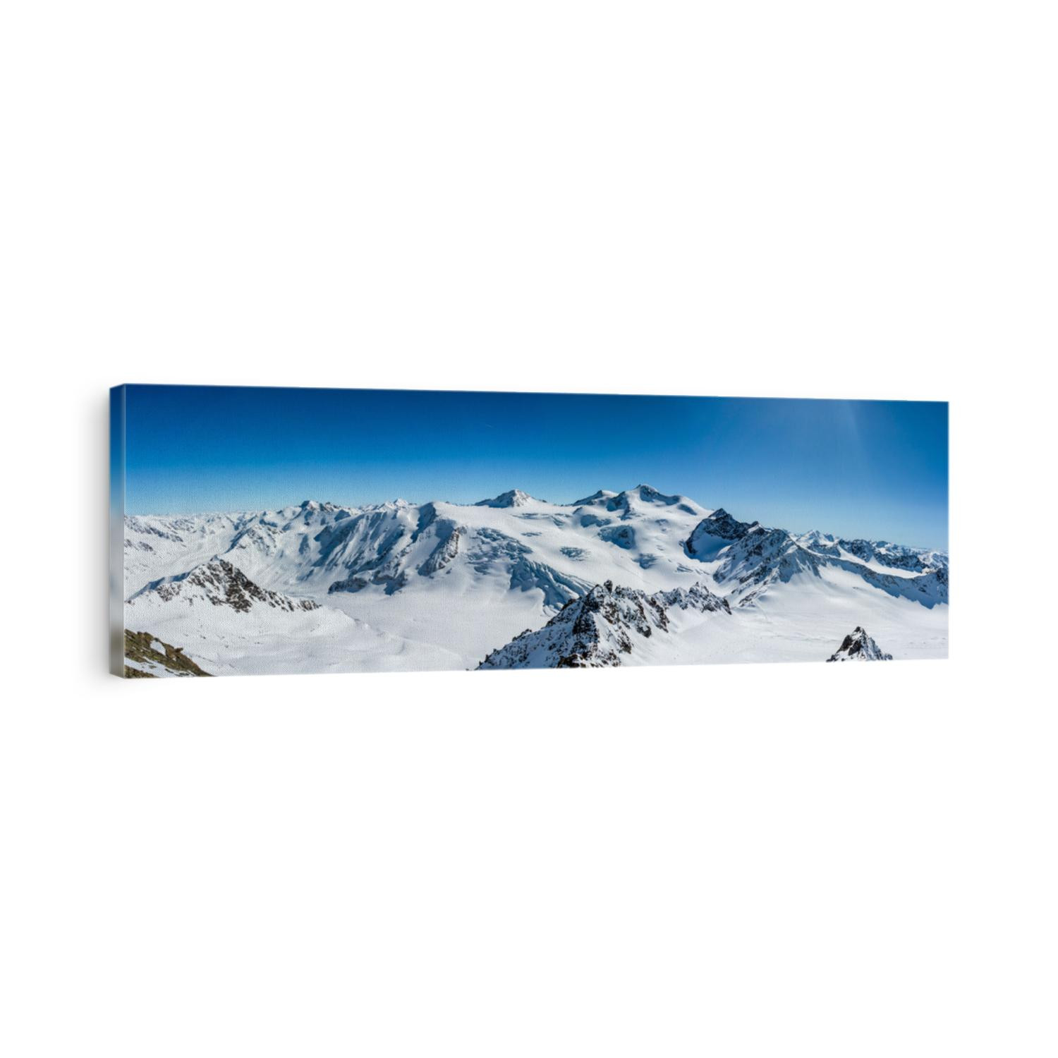 Snow covered mountain peak winter panorama landscape