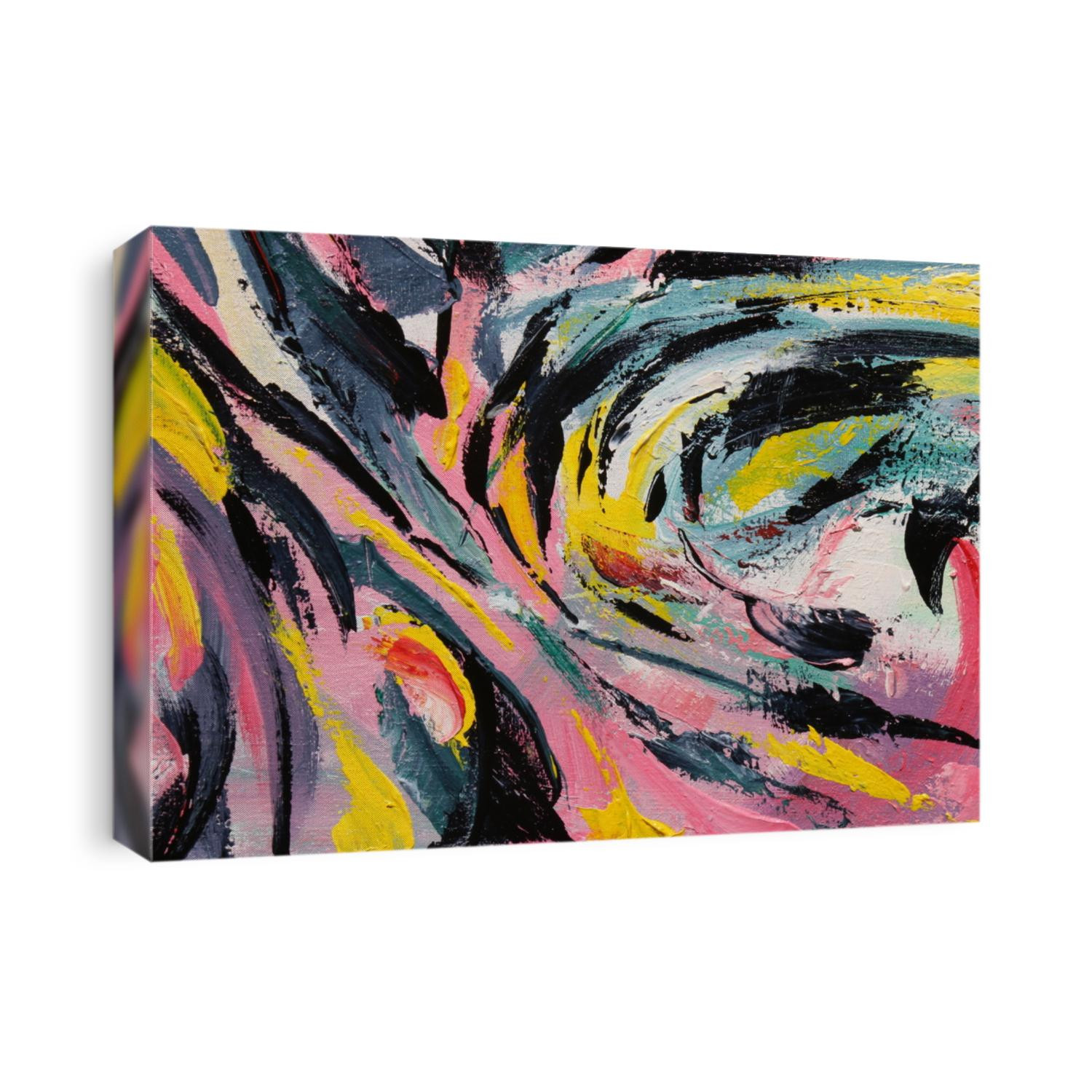 Spring Festival. Multicolored texture painting. Abstract art background. Acrylic on canvas. Rough brushstrokes of paint.