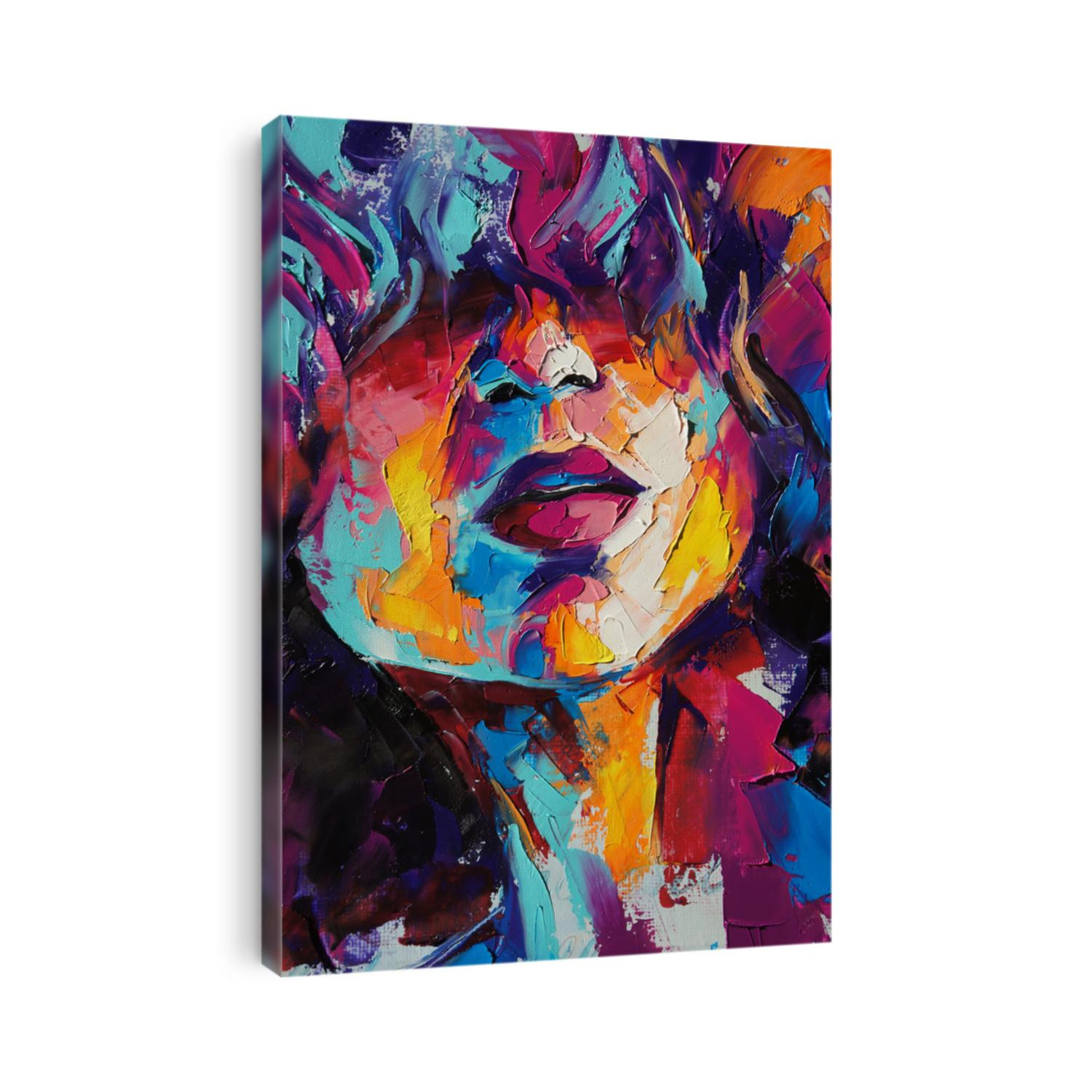 Louise - oil painting. Conceptual abstract picture of a beautiful girl. On the background is written text from a book. Conceptual abstract closeup of an oil painting and palette knife on canvas. 