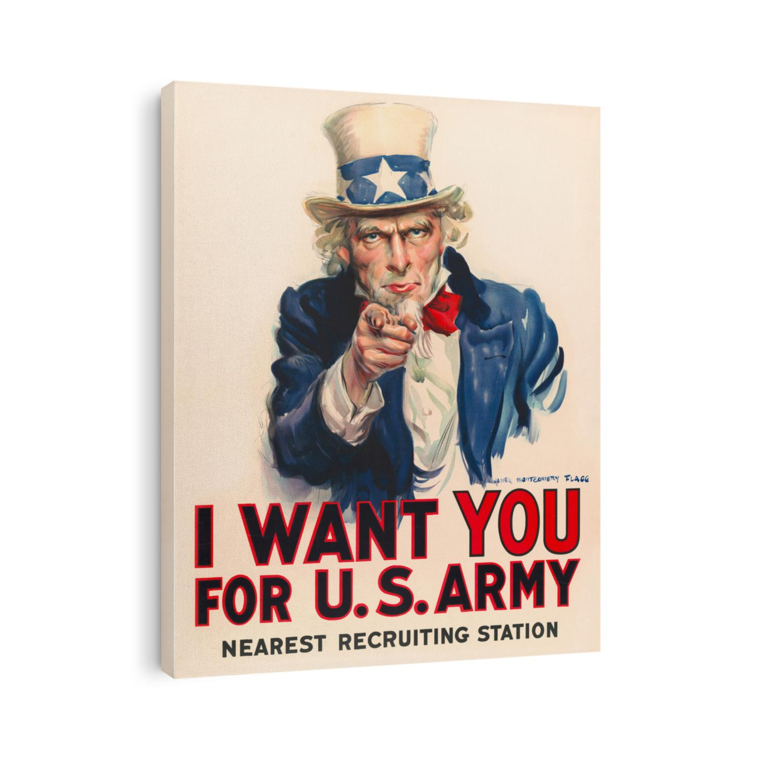 Uncle Sam, 'I Want You' Poster for recruiting people into US Army by James Montgomery Flagg in 1917